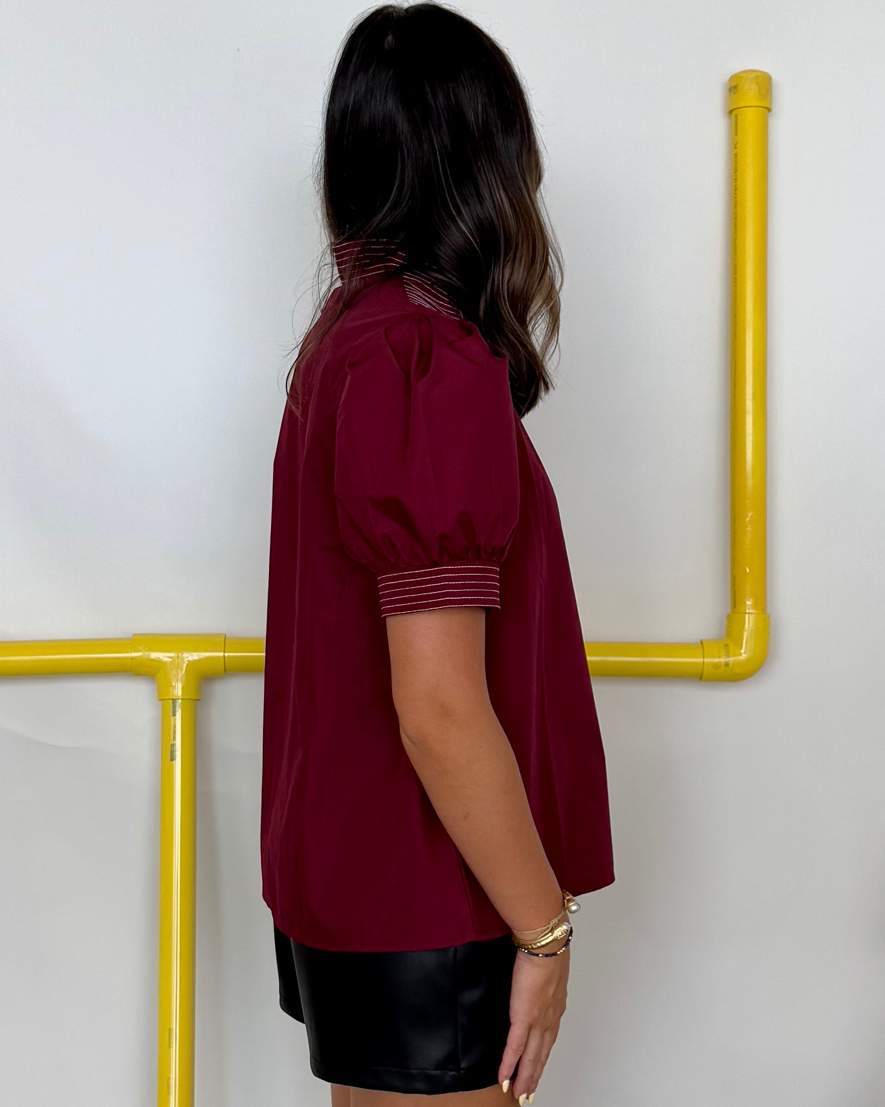 Little Moments Burgundy Stitch Top-Shop-Womens-Boutique-Clothing