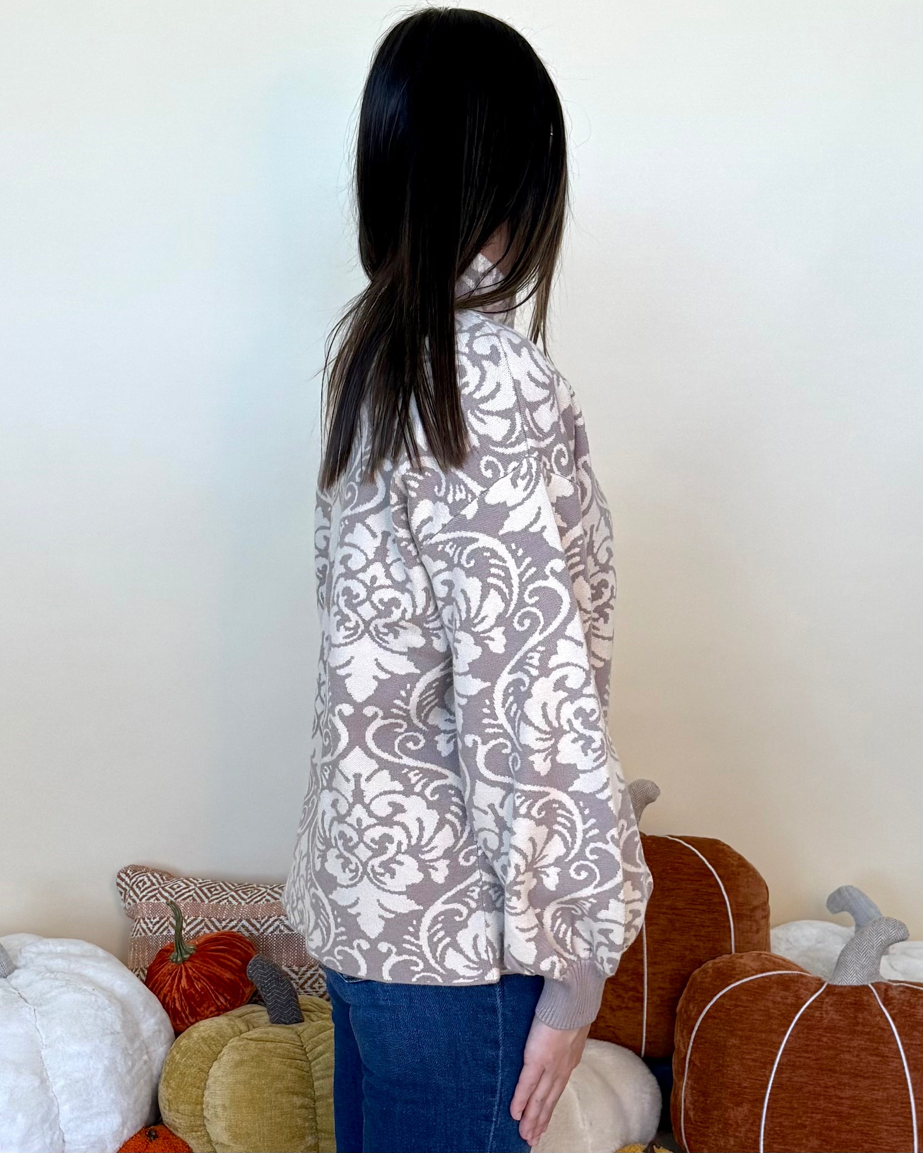 Getting Better Cream/Mocha Jacquard Sweater-Shop-Womens-Boutique-Clothing