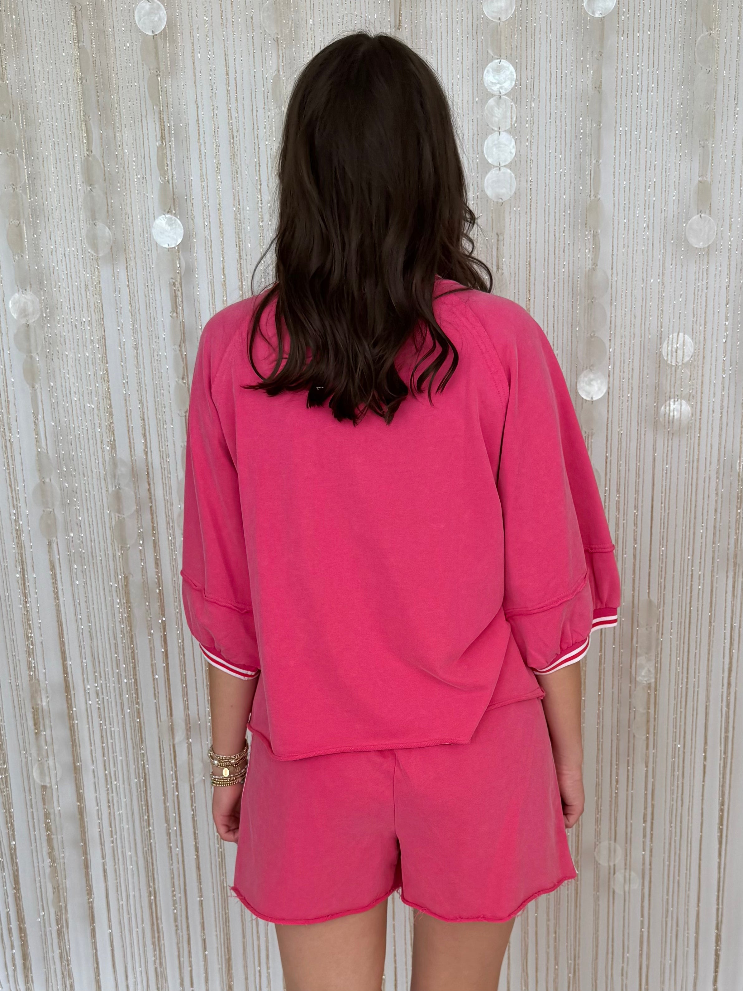 Cozy Girl Fuchsia Color Band Edge Washed Top-Shop-Womens-Boutique-Clothing