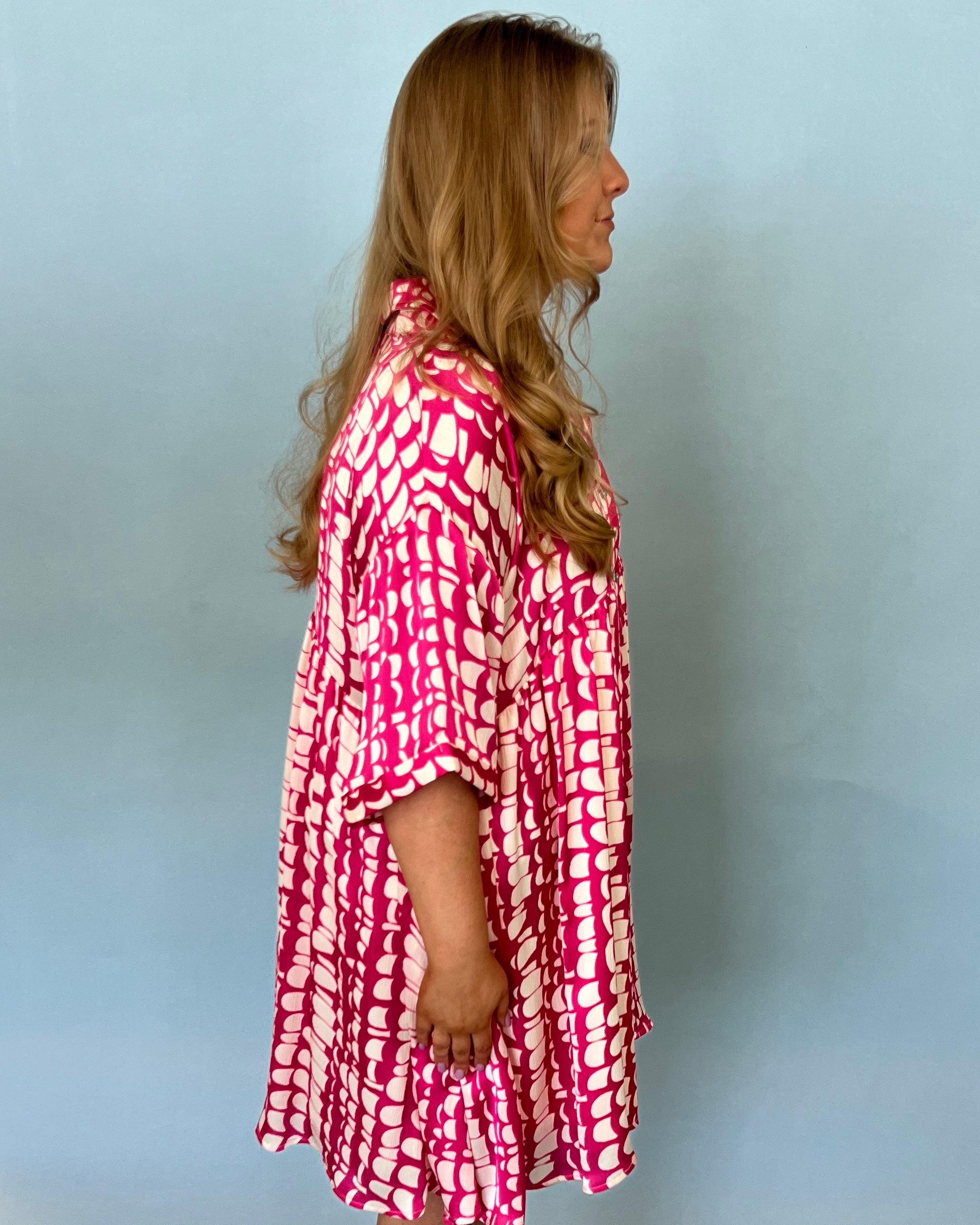 Untouchable Hot Pink Plus Printed Satin Dress-Shop-Womens-Boutique-Clothing