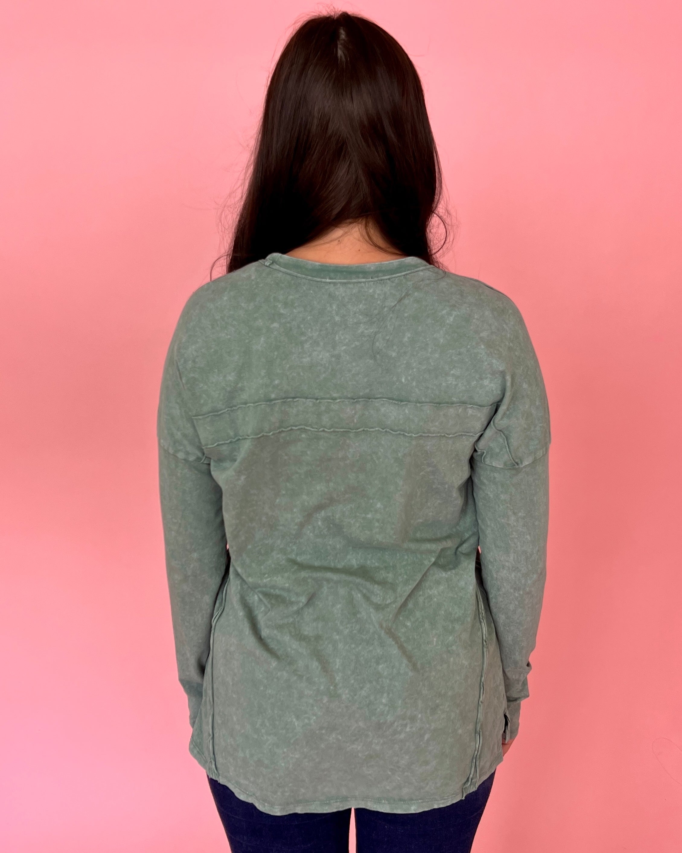 Going Home Sage Mineral Pocket Top-Shop-Womens-Boutique-Clothing