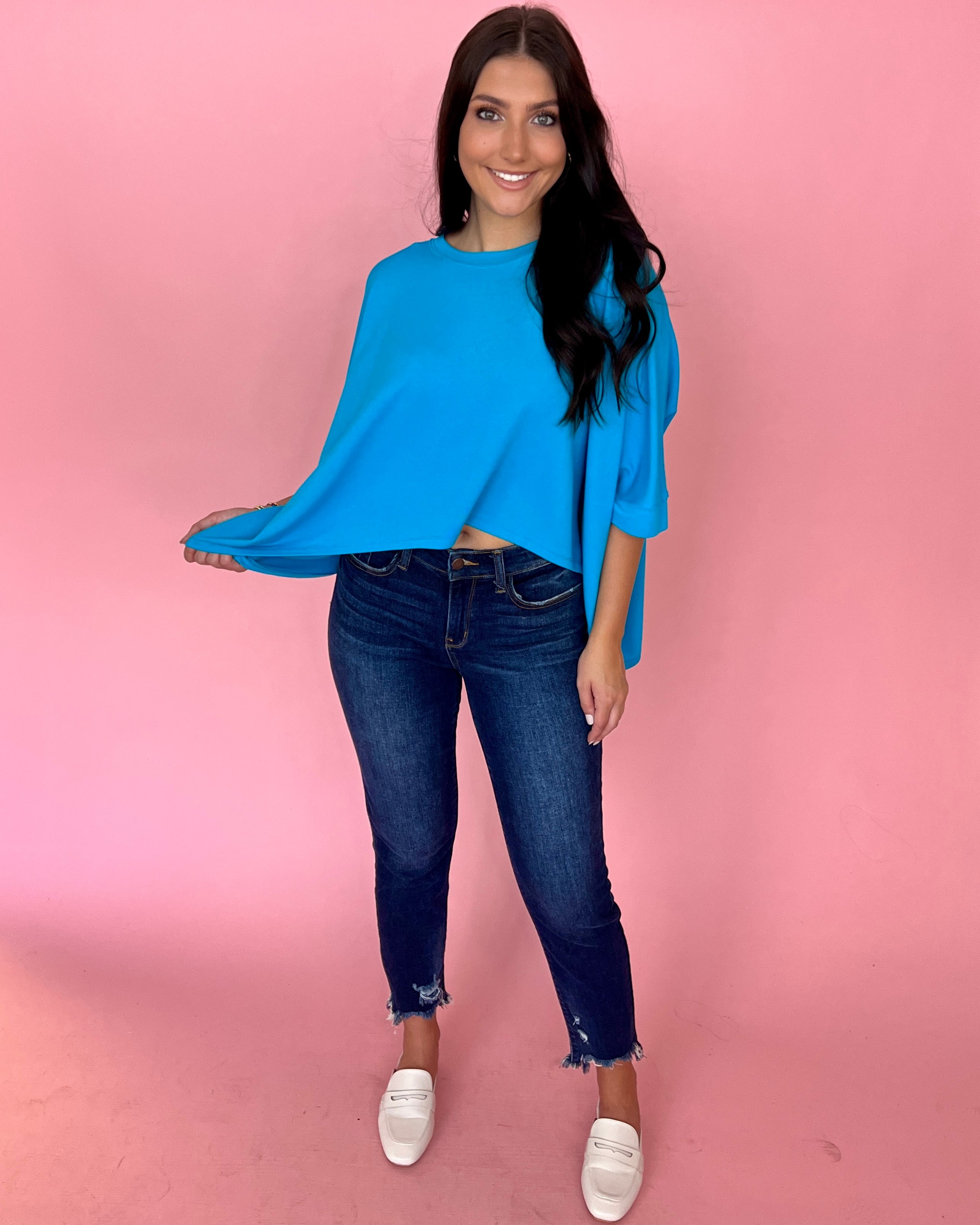 Still Have Time Teal Round Neck SS Knit Top-Shop-Womens-Boutique-Clothing
