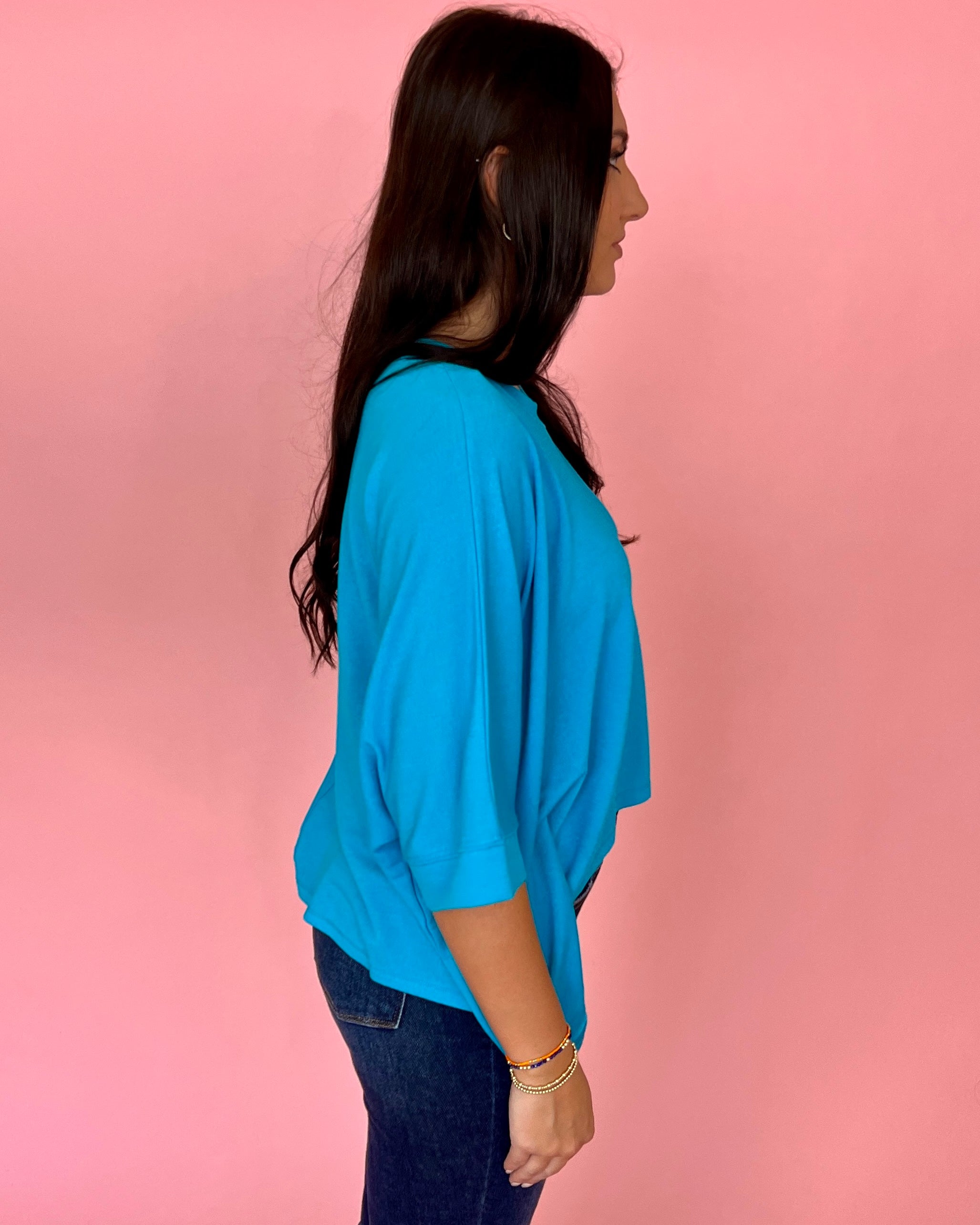 Still Have Time Teal Round Neck SS Knit Top-Shop-Womens-Boutique-Clothing