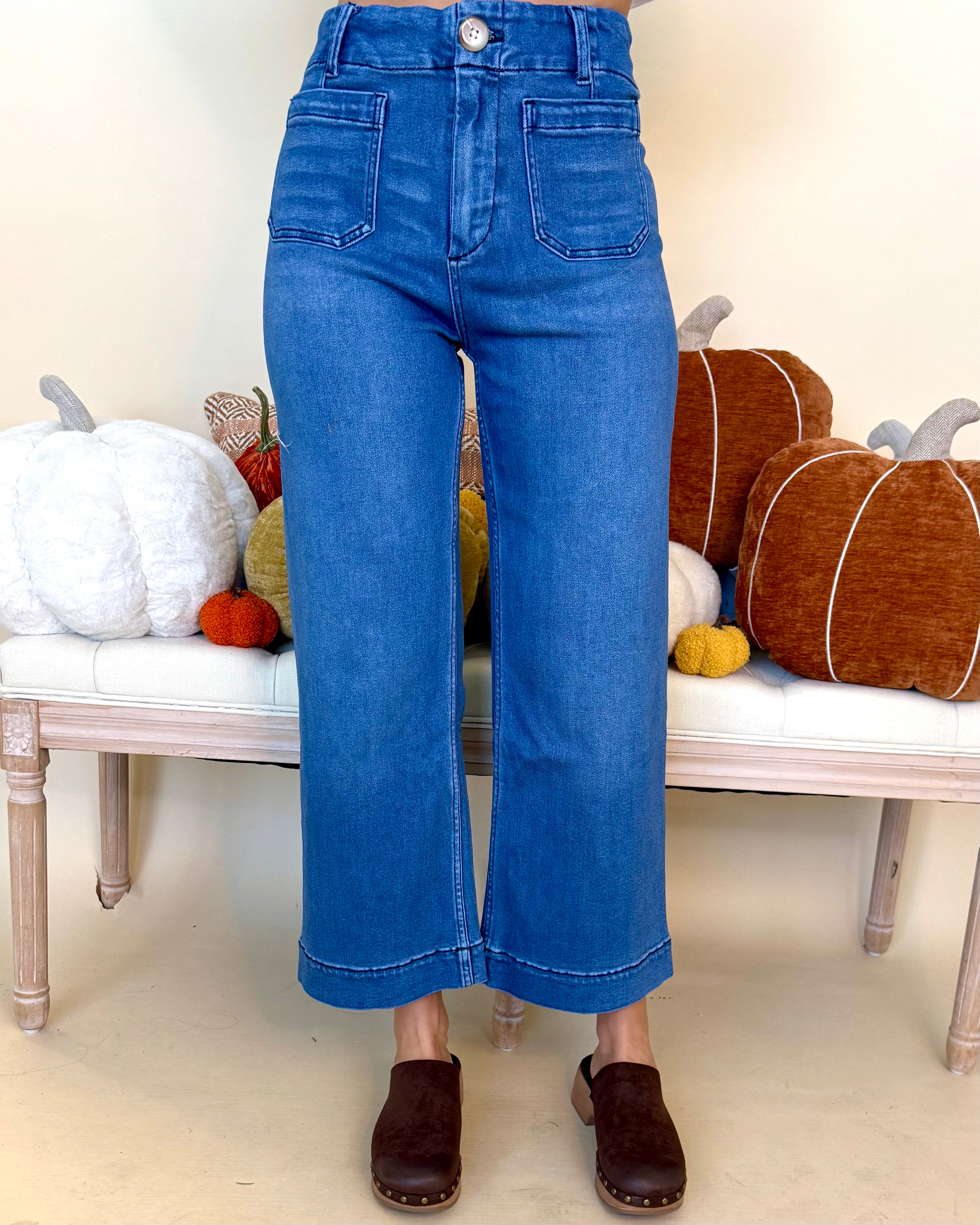 Out Of Sight Bleu De Wide Leg Cropped Jeans-Shop-Womens-Boutique-Clothing