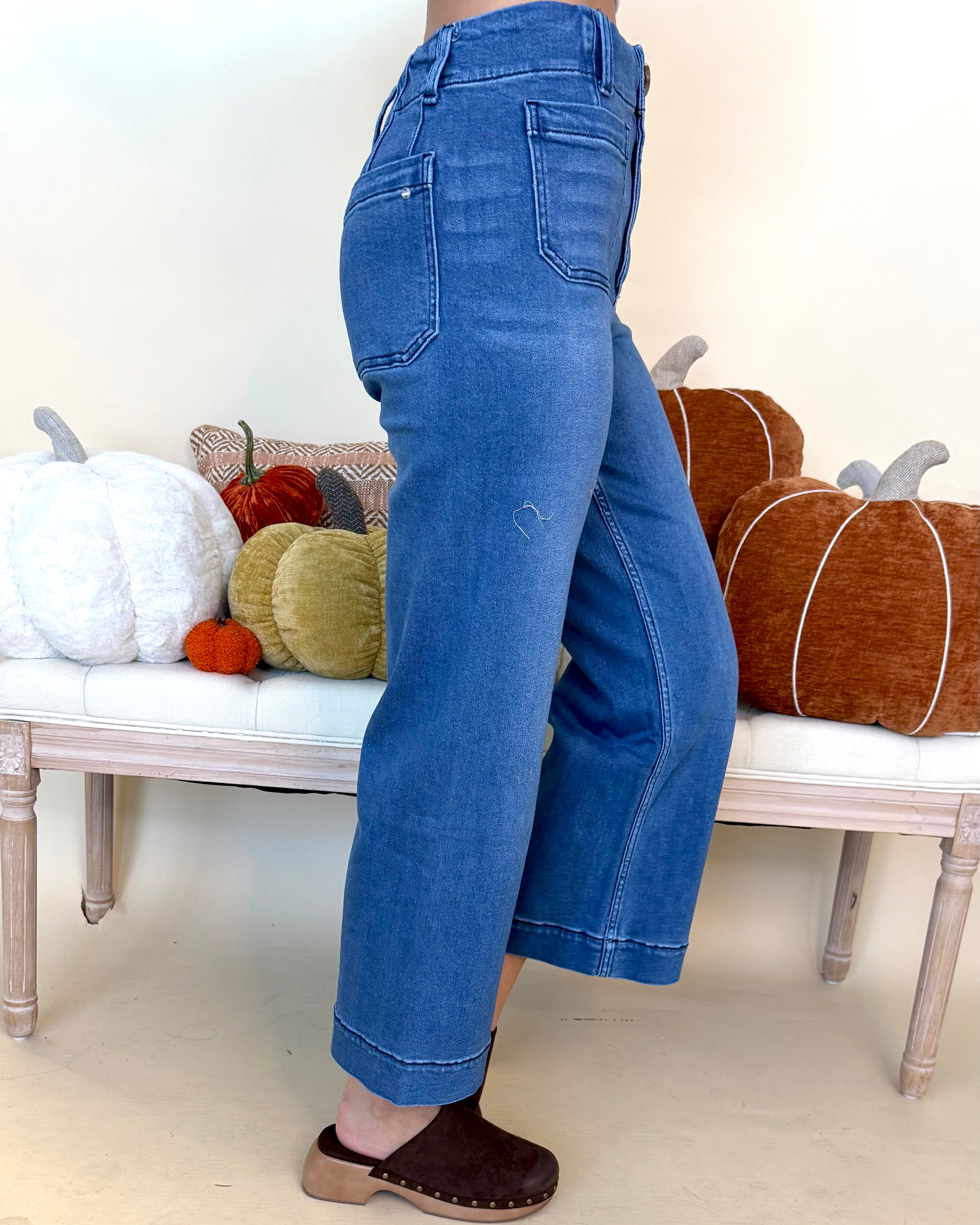 Out Of Sight Bleu De Wide Leg Cropped Jeans-Shop-Womens-Boutique-Clothing