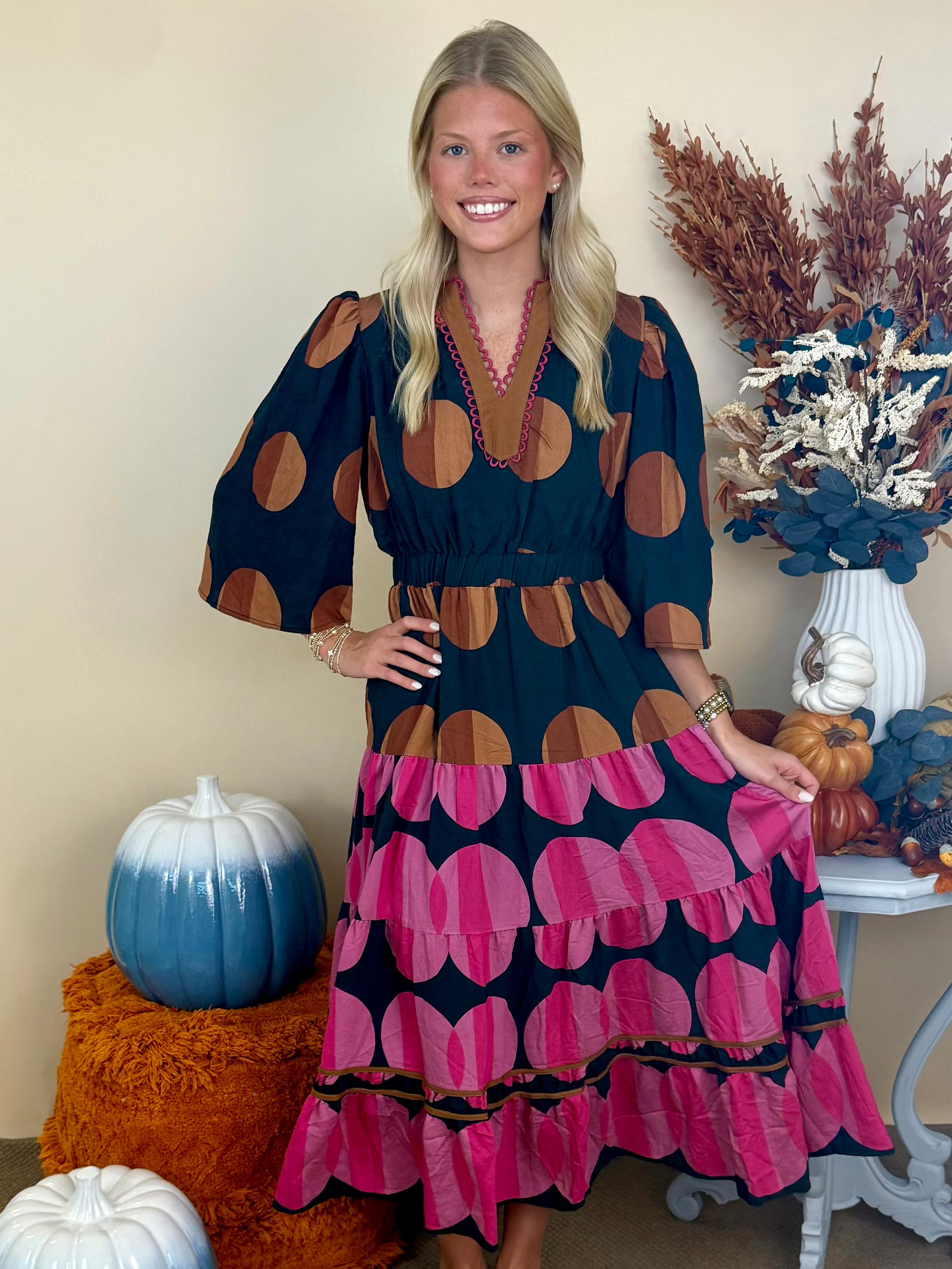 Playful Charm Black Mix Polka Dot Tiered Midi Dress-Shop-Womens-Boutique-Clothing