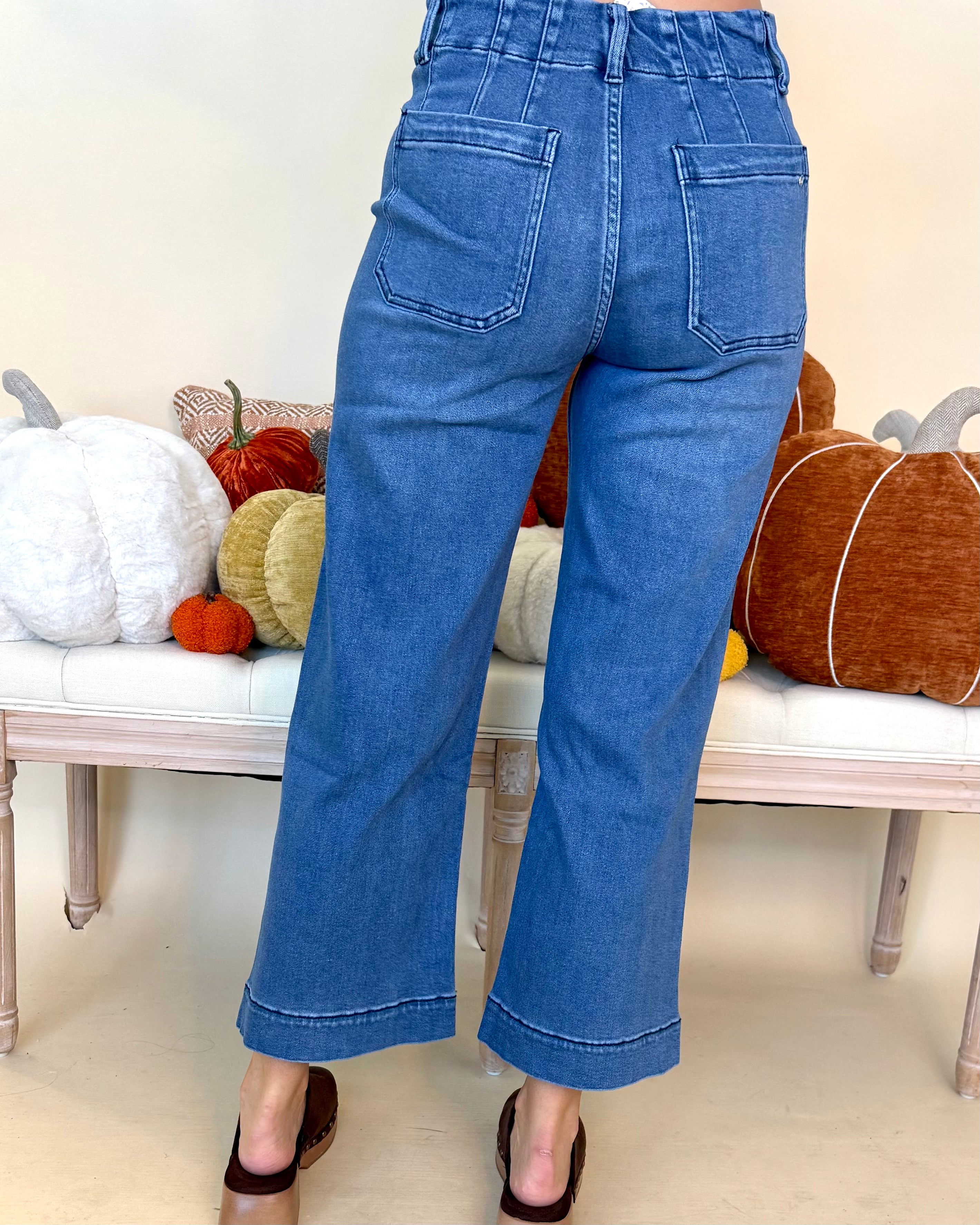 Out Of Sight Bleu De Wide Leg Cropped Jeans-Shop-Womens-Boutique-Clothing