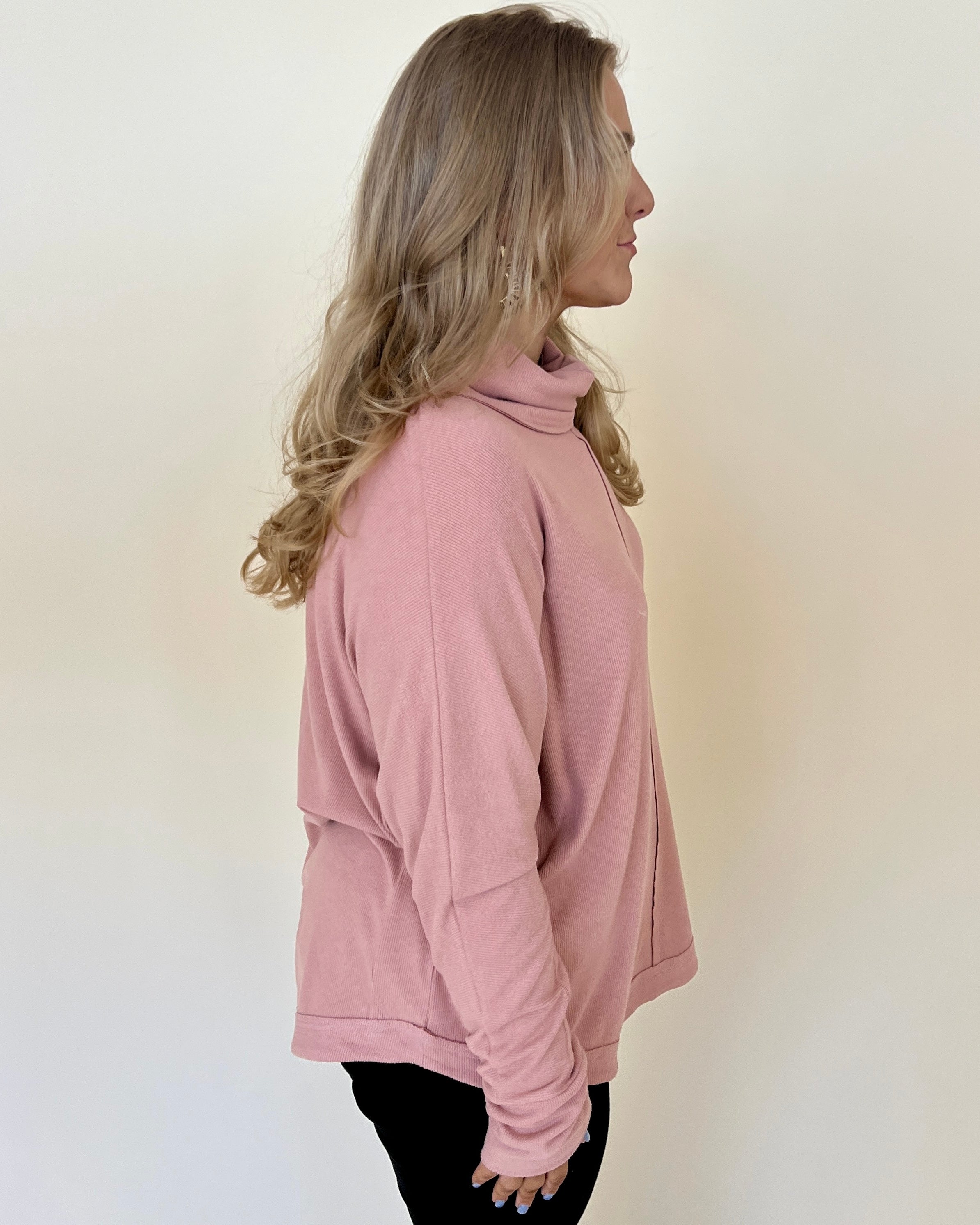 Cool Weather Blush Plus Ribbed Turtleneck Top-Shop-Womens-Boutique-Clothing
