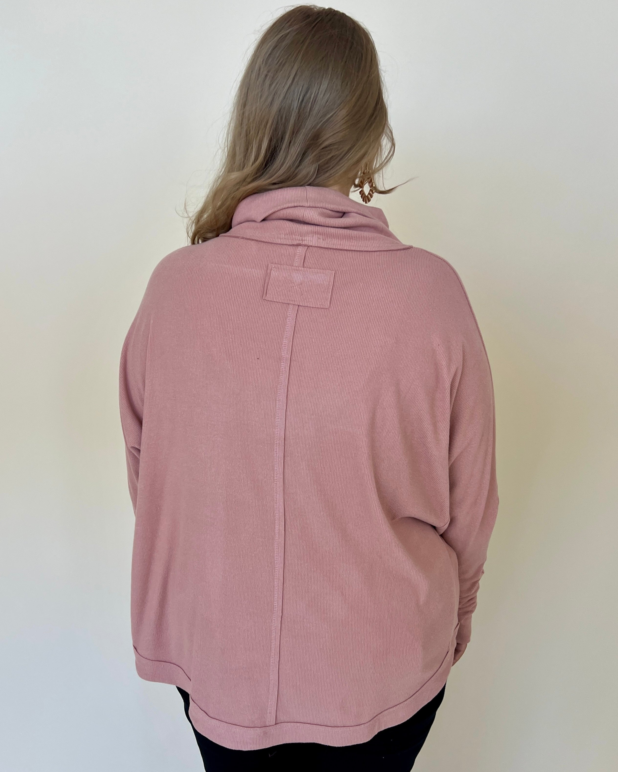 Cool Weather Blush Plus Ribbed Turtleneck Top-Shop-Womens-Boutique-Clothing