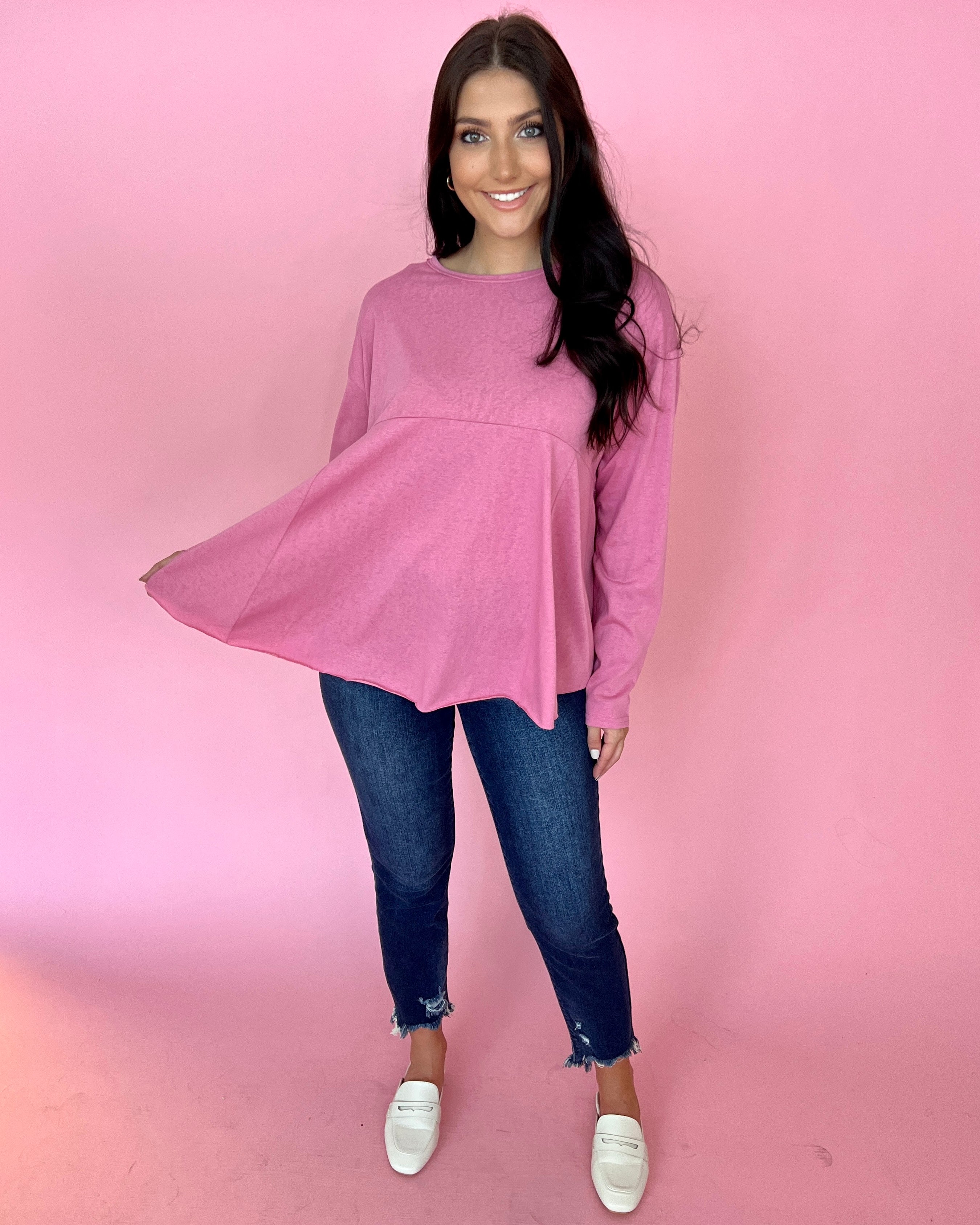 Charming Rose Pink Jersey Top-Shop-Womens-Boutique-Clothing