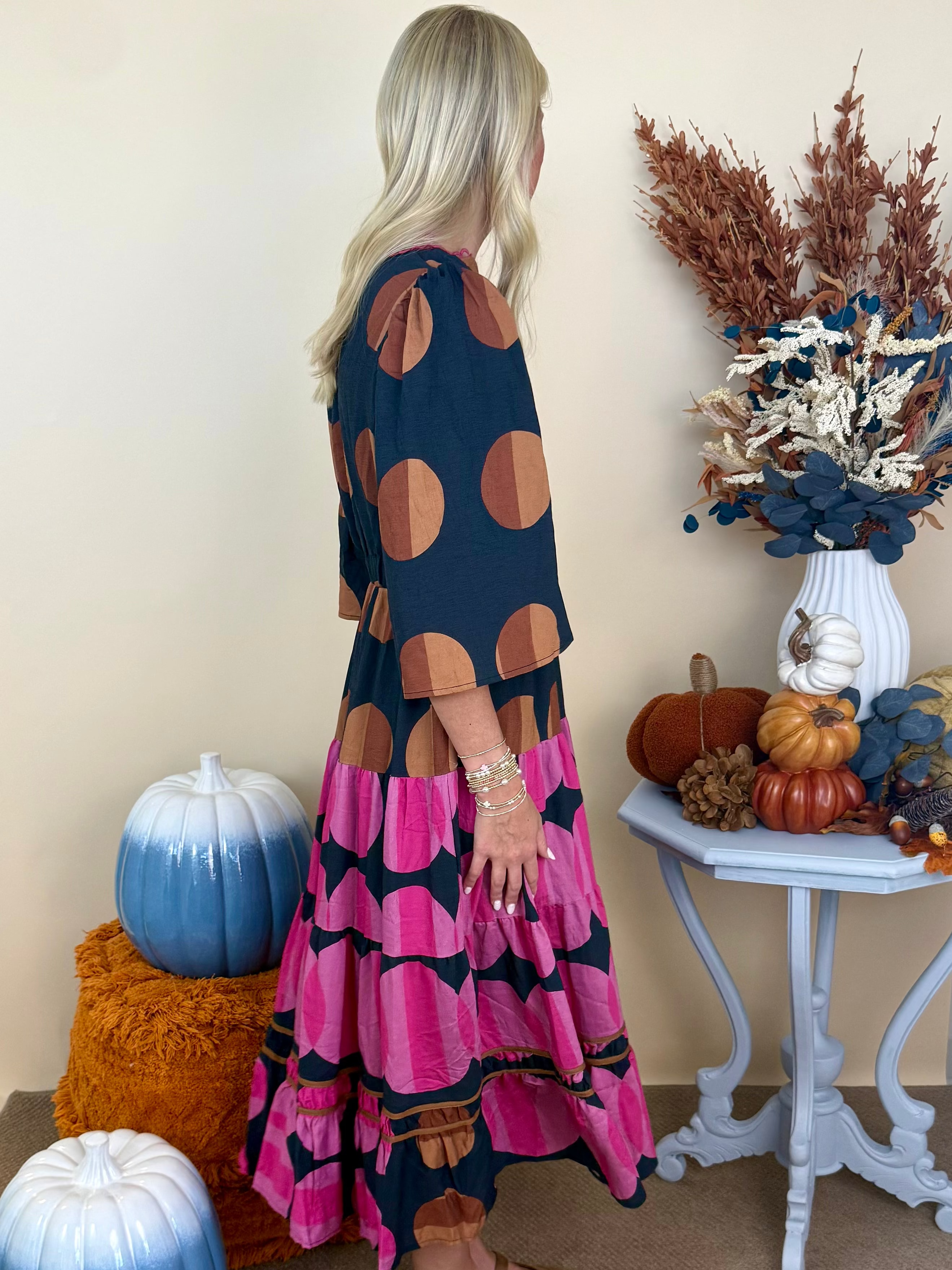 Playful Charm Black Mix Polka Dot Tiered Midi Dress-Shop-Womens-Boutique-Clothing