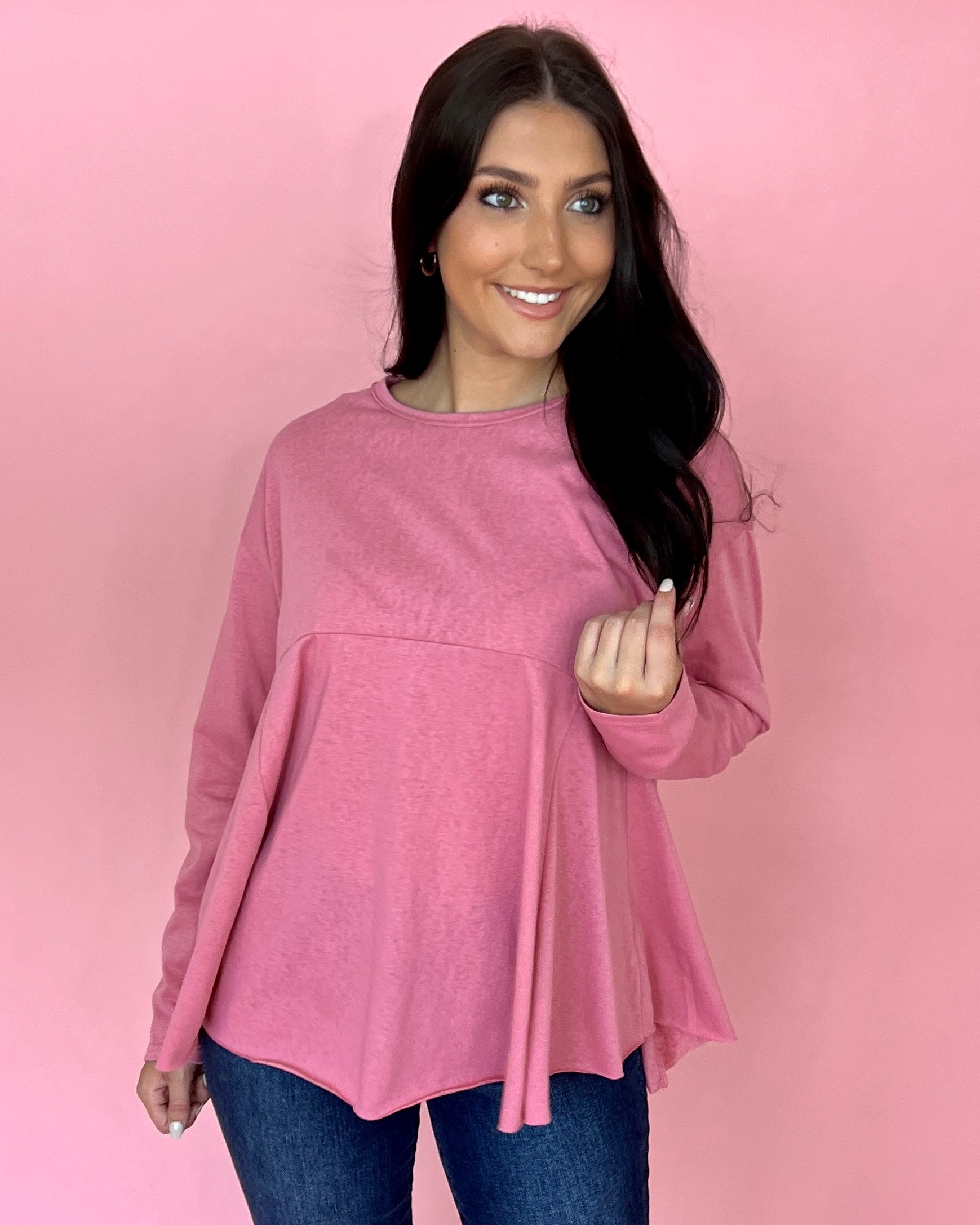 Charming Rose Pink Jersey Top-Shop-Womens-Boutique-Clothing