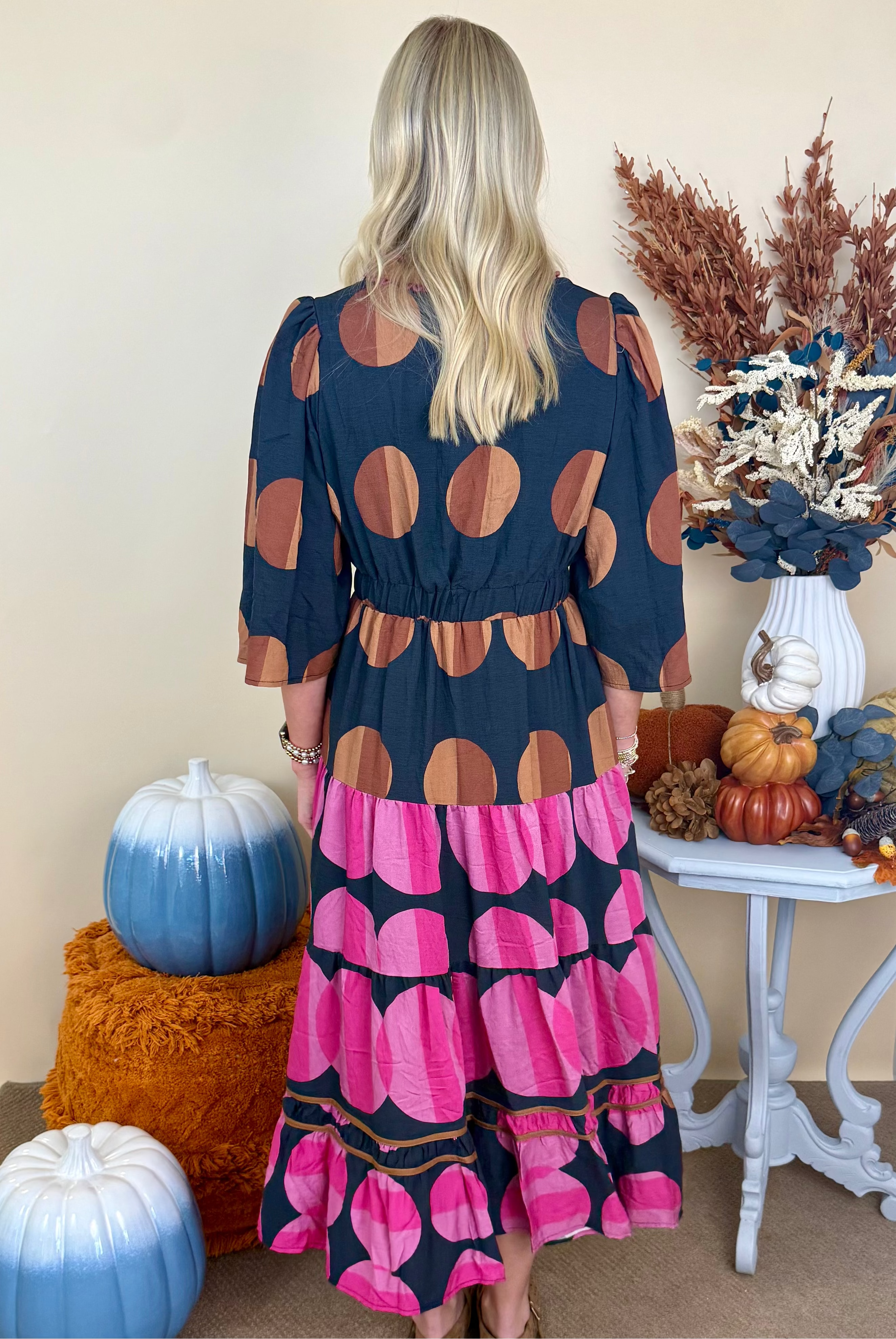 Playful Charm Black Mix Polka Dot Tiered Midi Dress-Shop-Womens-Boutique-Clothing