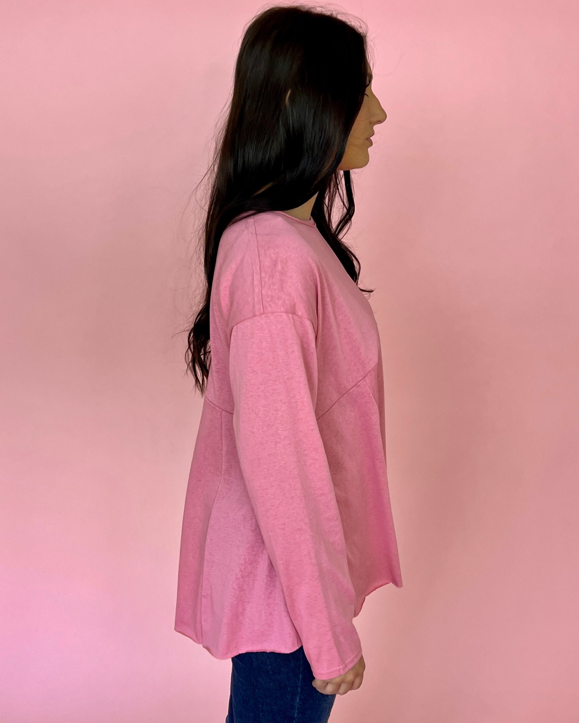 Charming Rose Pink Jersey Top-Shop-Womens-Boutique-Clothing