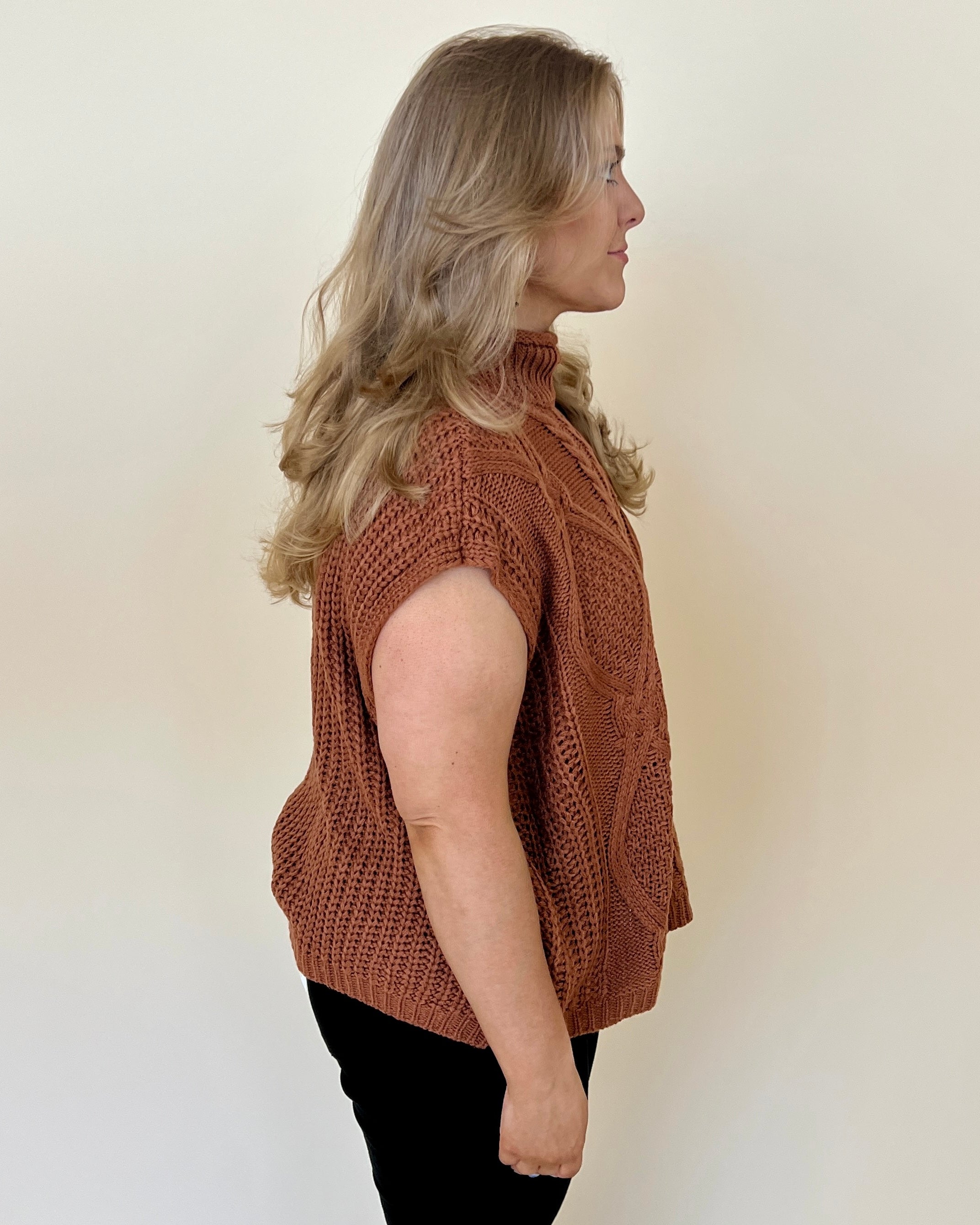 Effortless Caramel Plus Cable Knit Sweater-Shop-Womens-Boutique-Clothing
