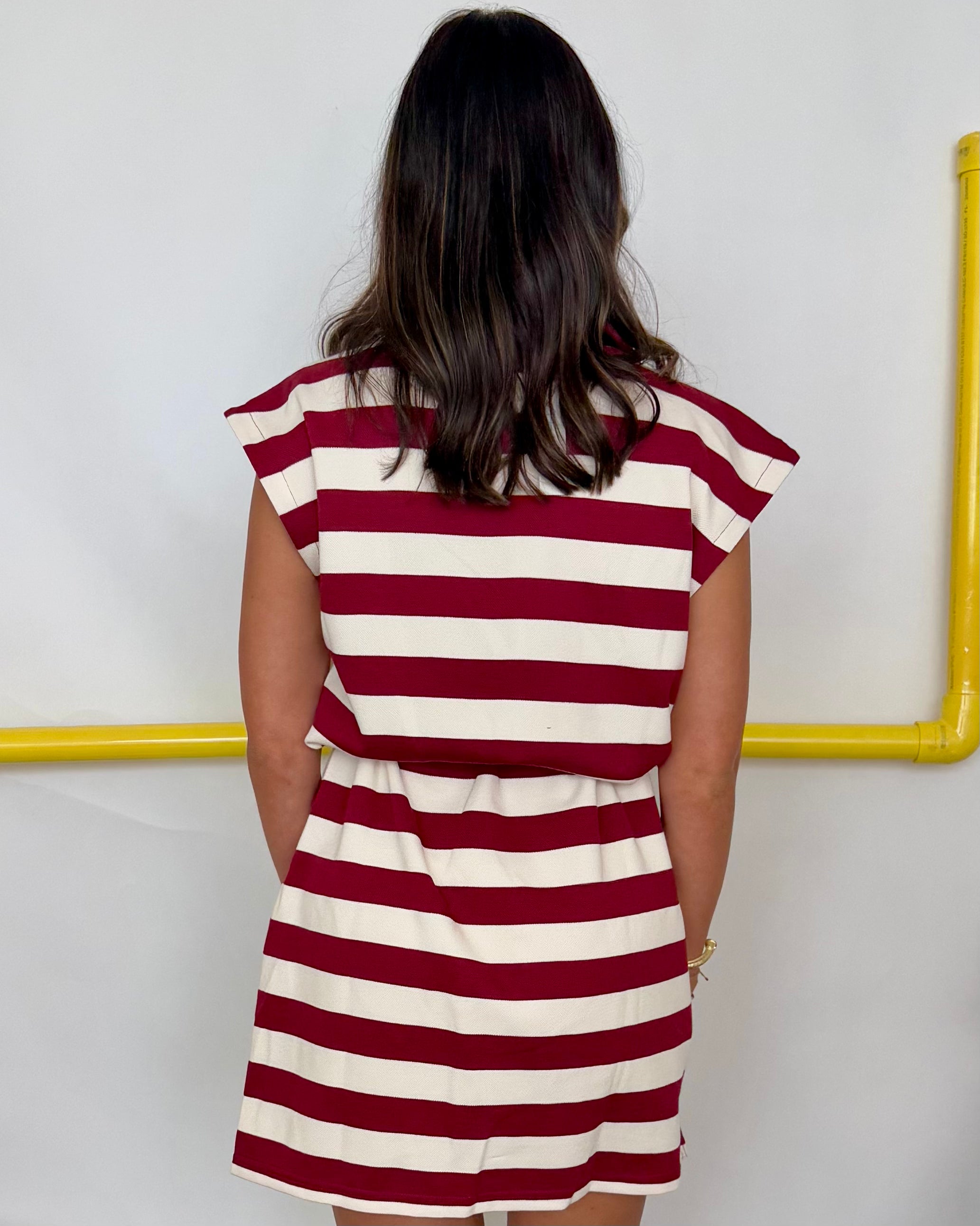 Future Fun Garnet Stripe Zip Knit Dress-Shop-Womens-Boutique-Clothing