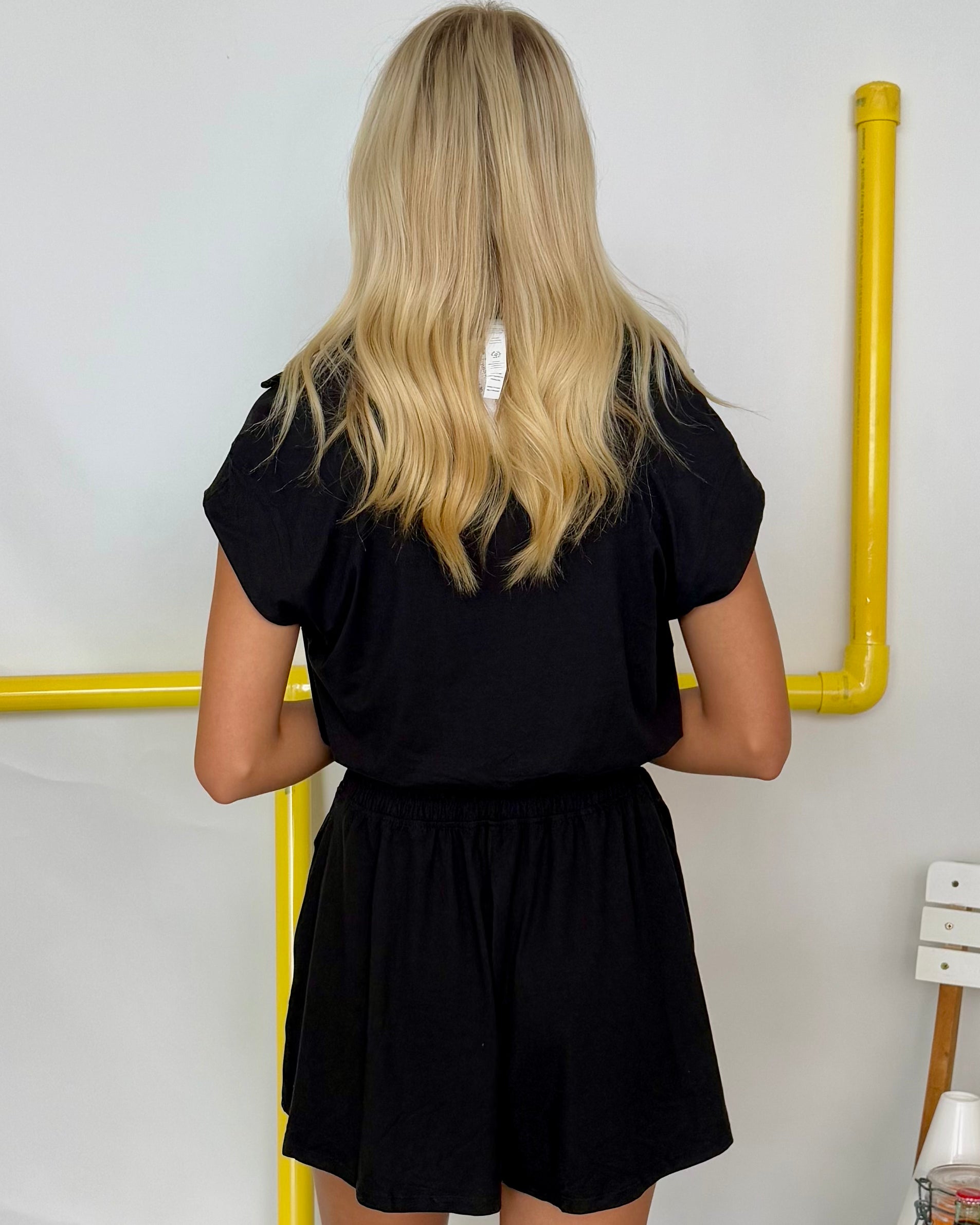Doing Just Fine Black Collar Romper-Shop-Womens-Boutique-Clothing