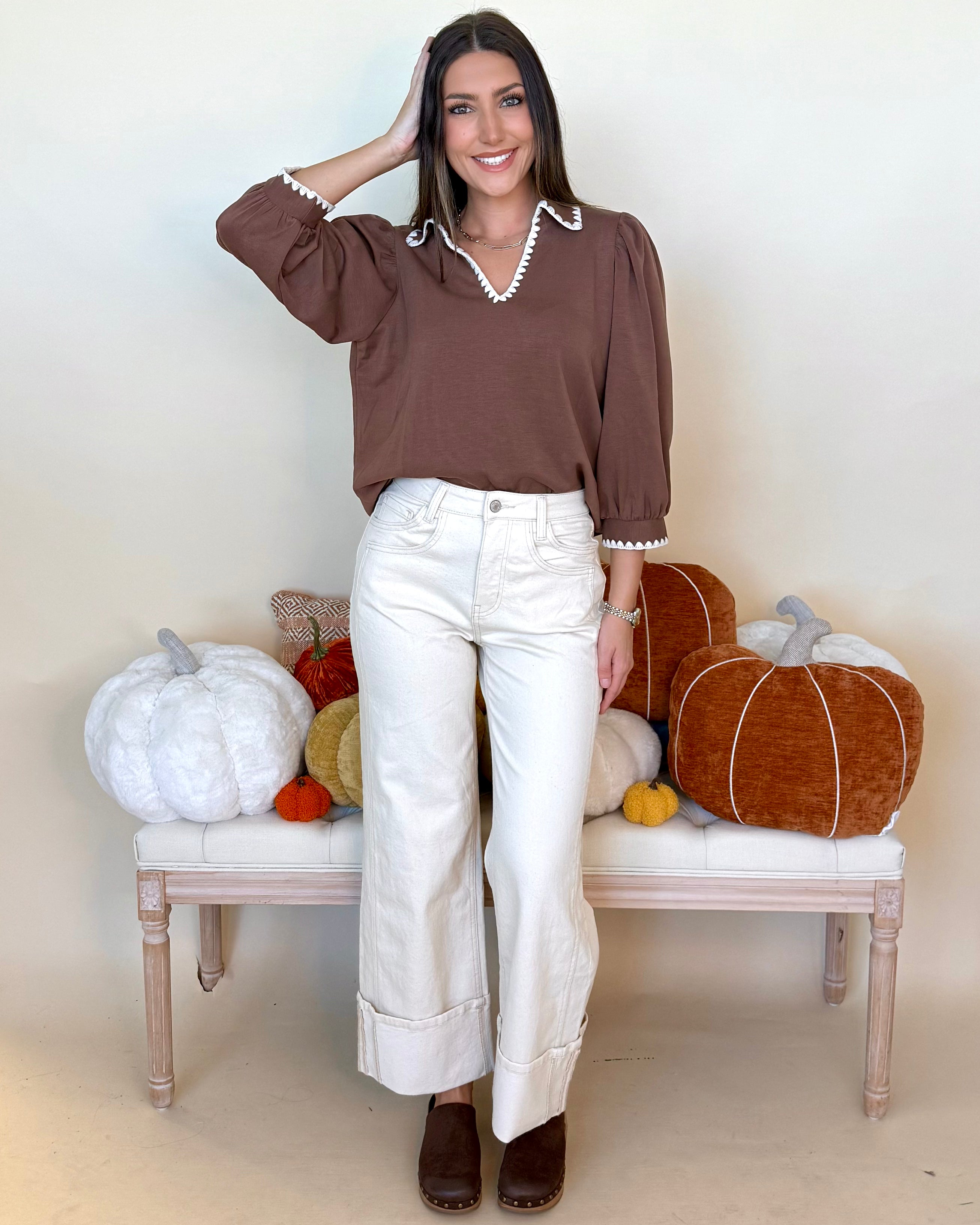 Promise Me This Coffee Stitch Detail Top-Shop-Womens-Boutique-Clothing