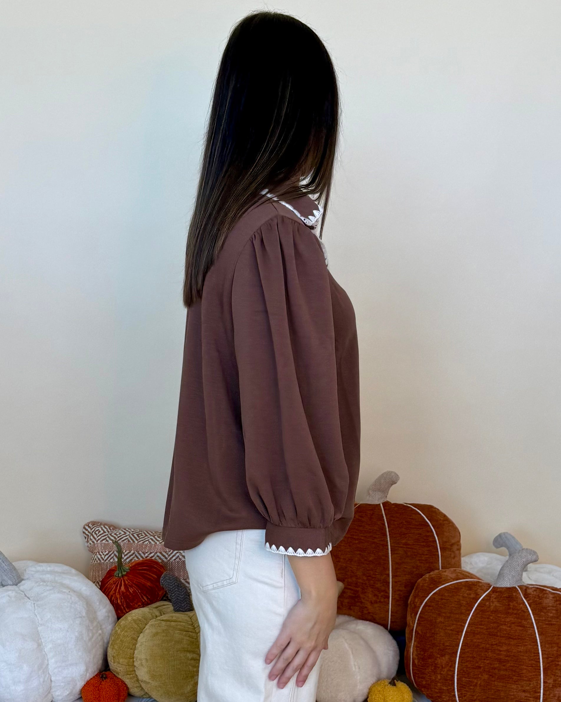 Promise Me This Coffee Stitch Detail Top-Shop-Womens-Boutique-Clothing