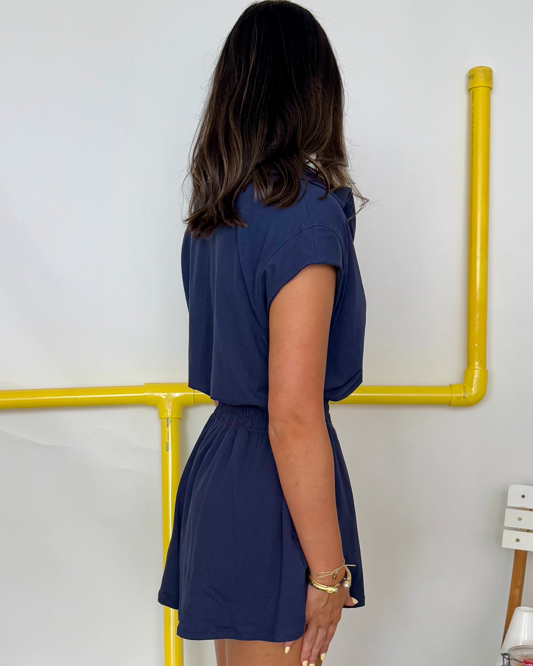 Doing Just Fine Navy Collar Romper-Shop-Womens-Boutique-Clothing