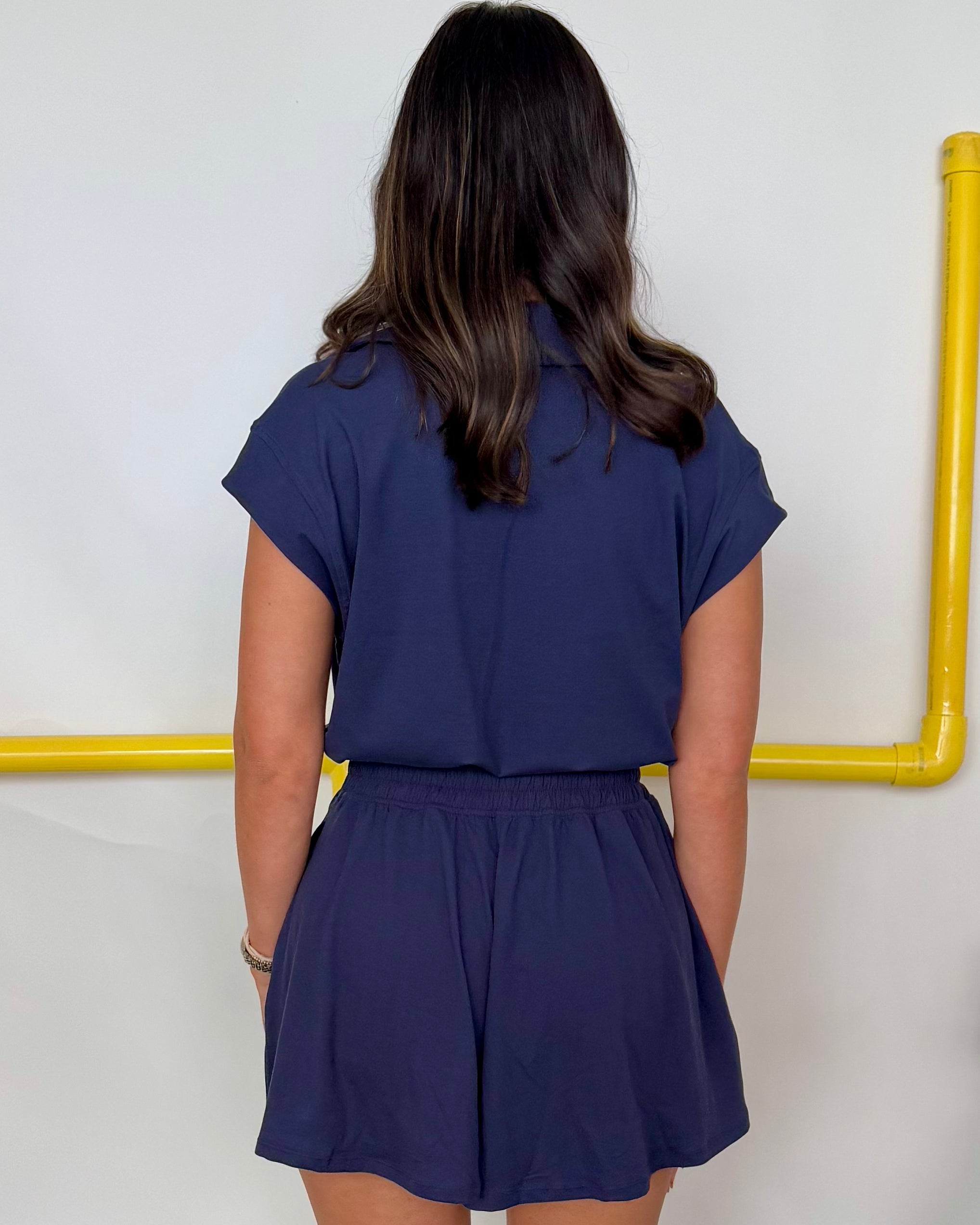 Doing Just Fine Navy Collar Romper-Shop-Womens-Boutique-Clothing