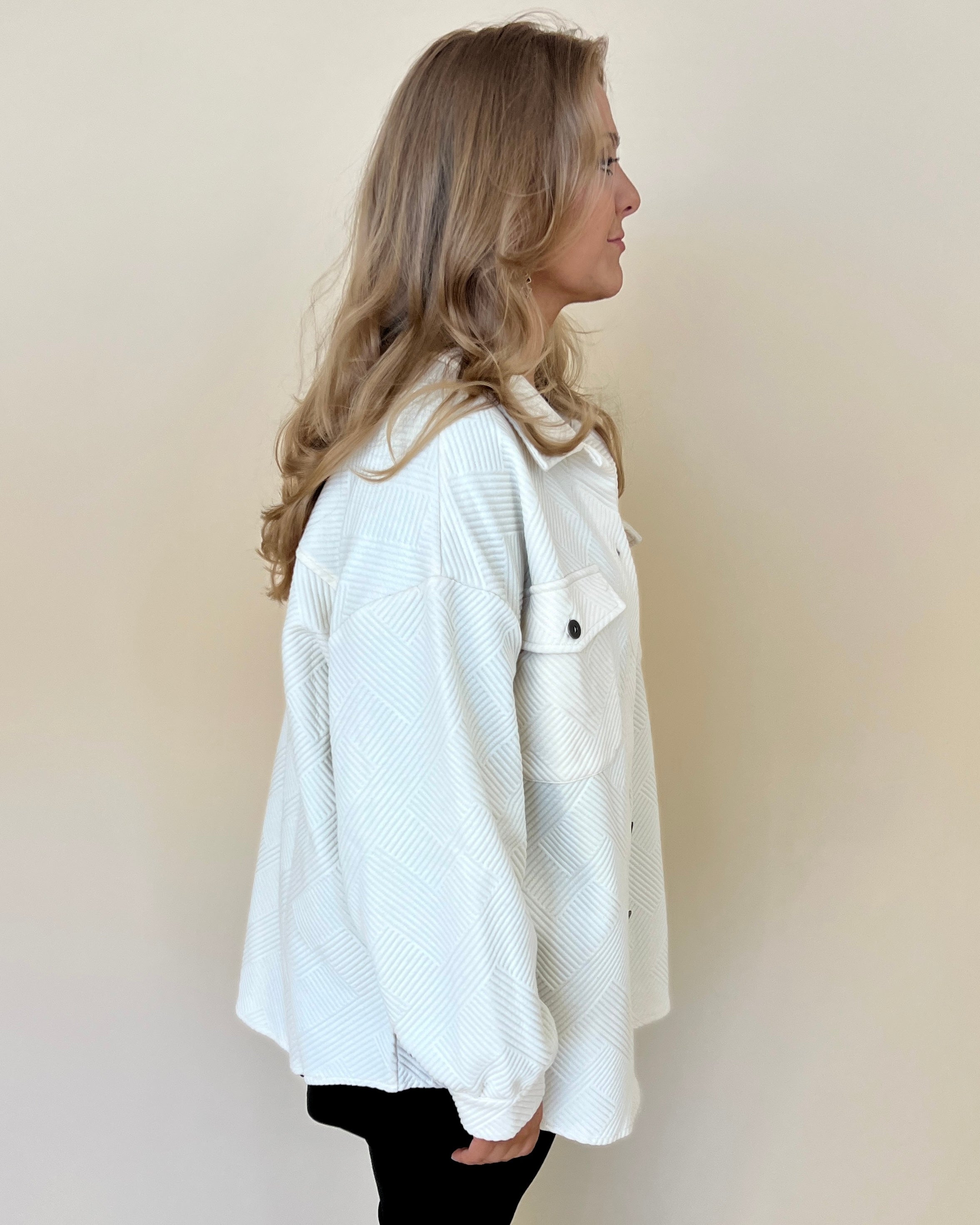 On My Way Ecru Plus Textured Shirt Jacket-Shop-Womens-Boutique-Clothing