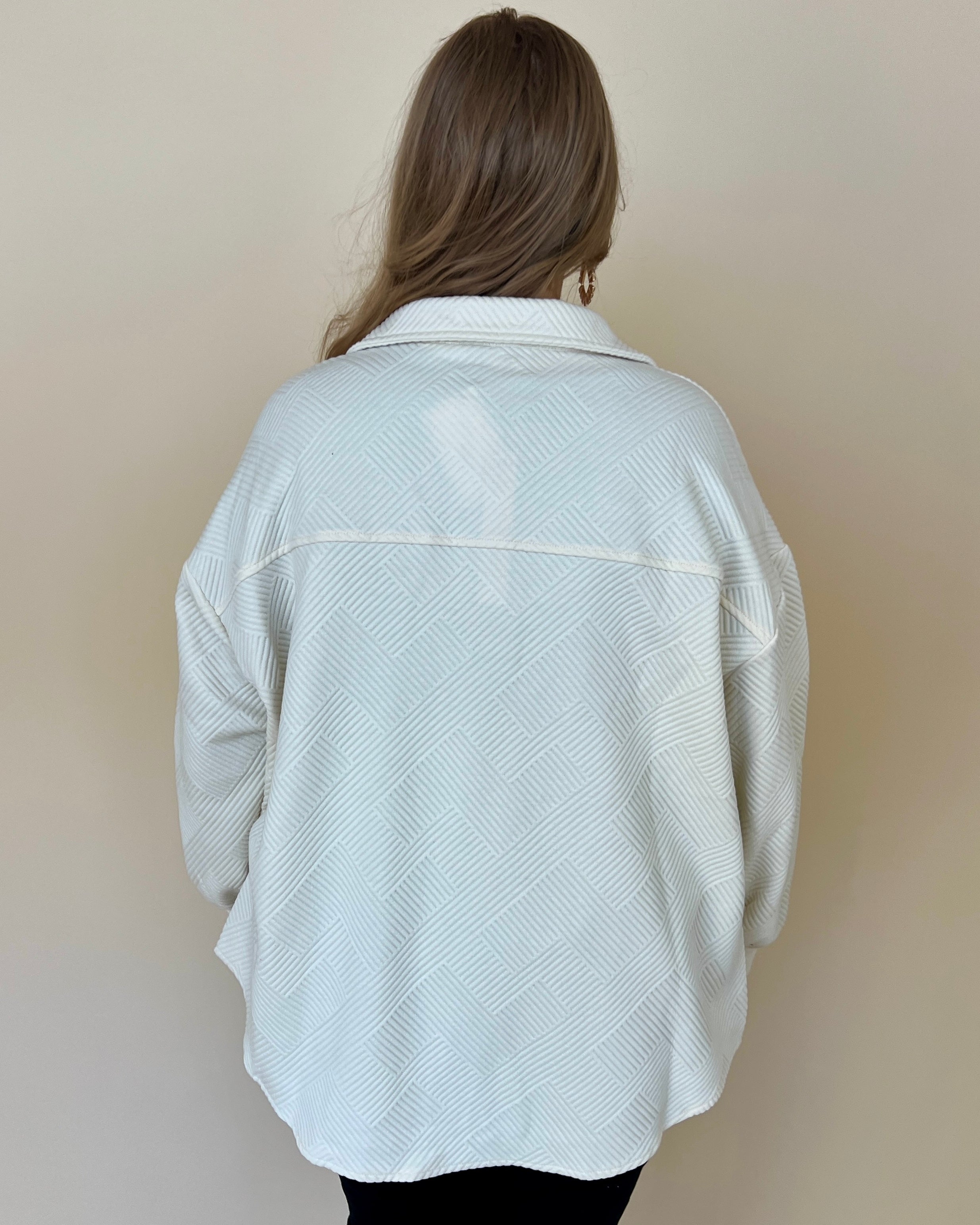 On My Way Ecru Plus Textured Shirt Jacket-Shop-Womens-Boutique-Clothing