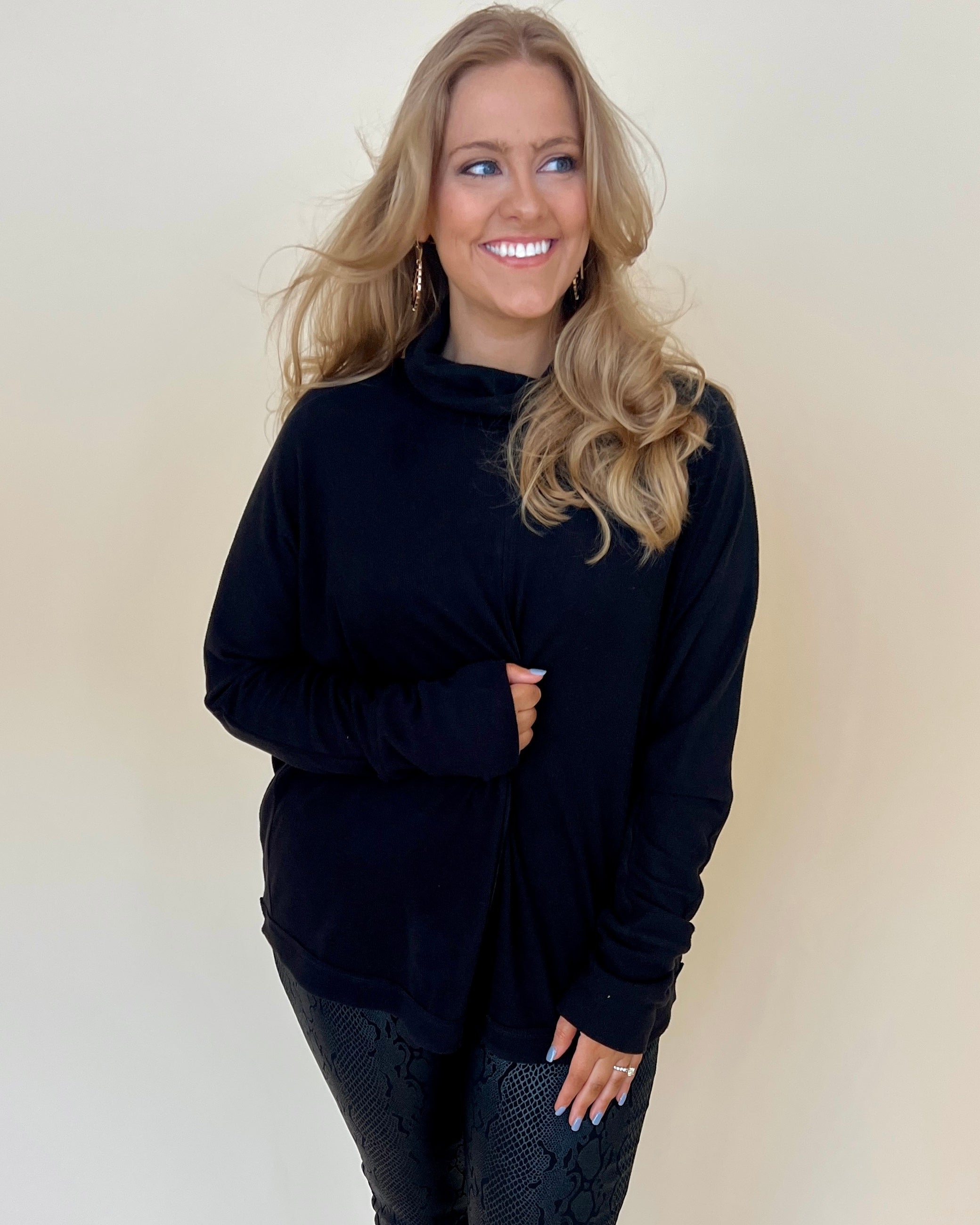 Cool Weather Black Plus Ribbed Turtleneck Top-Shop-Womens-Boutique-Clothing