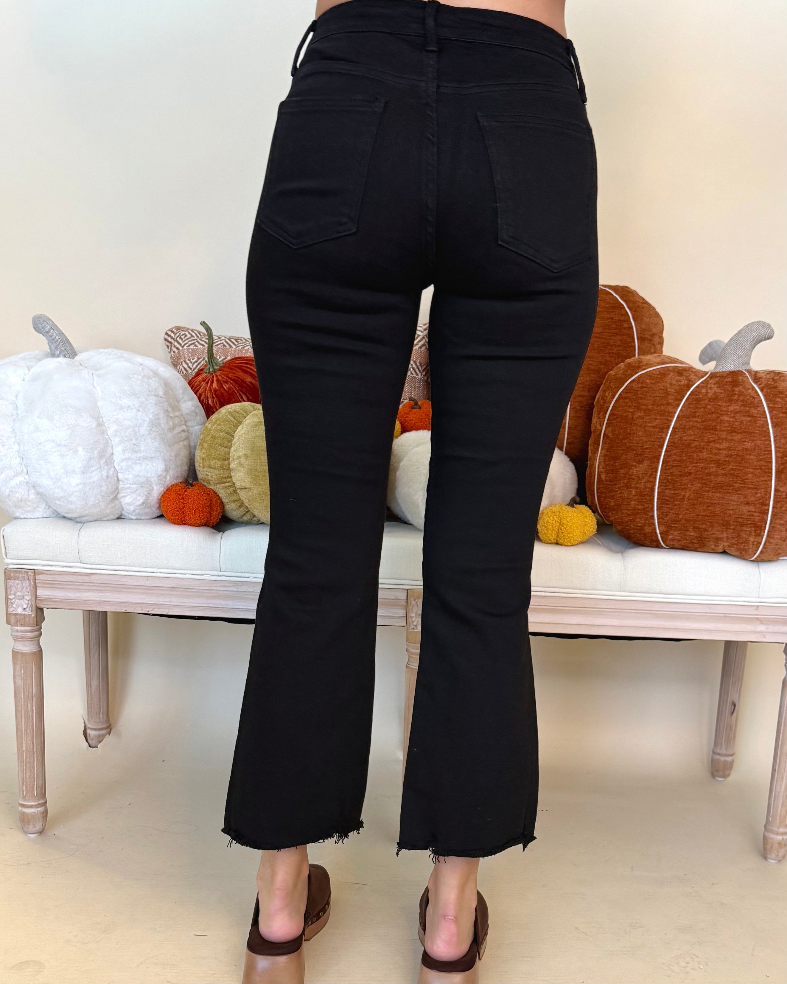 Wandering Away Black Crop Flare Distressed Jean-Shop-Womens-Boutique-Clothing