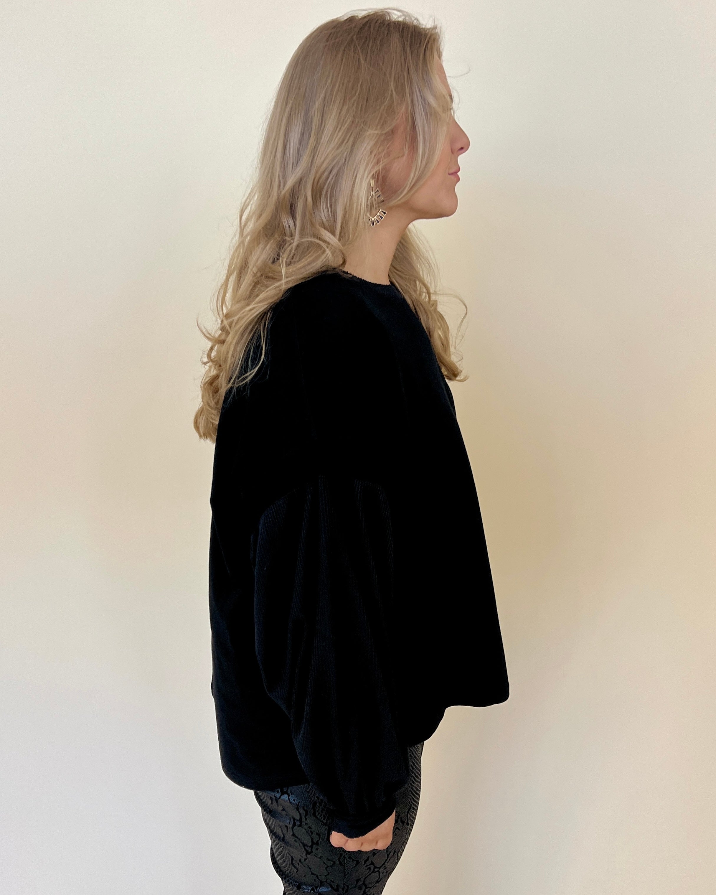 Giving In Black Plus Waffle Knit Top-Shop-Womens-Boutique-Clothing