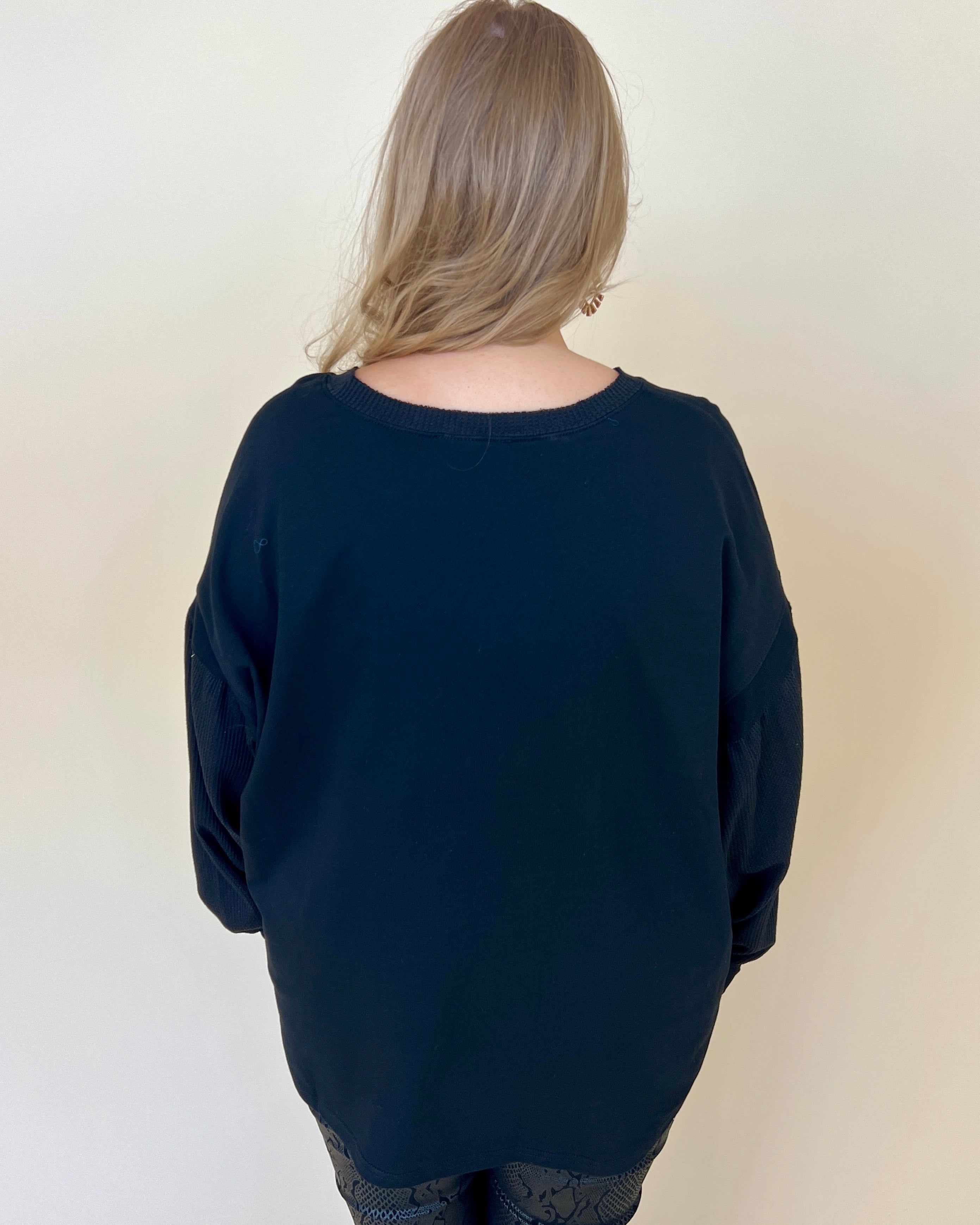 Giving In Black Plus Waffle Knit Top-Shop-Womens-Boutique-Clothing