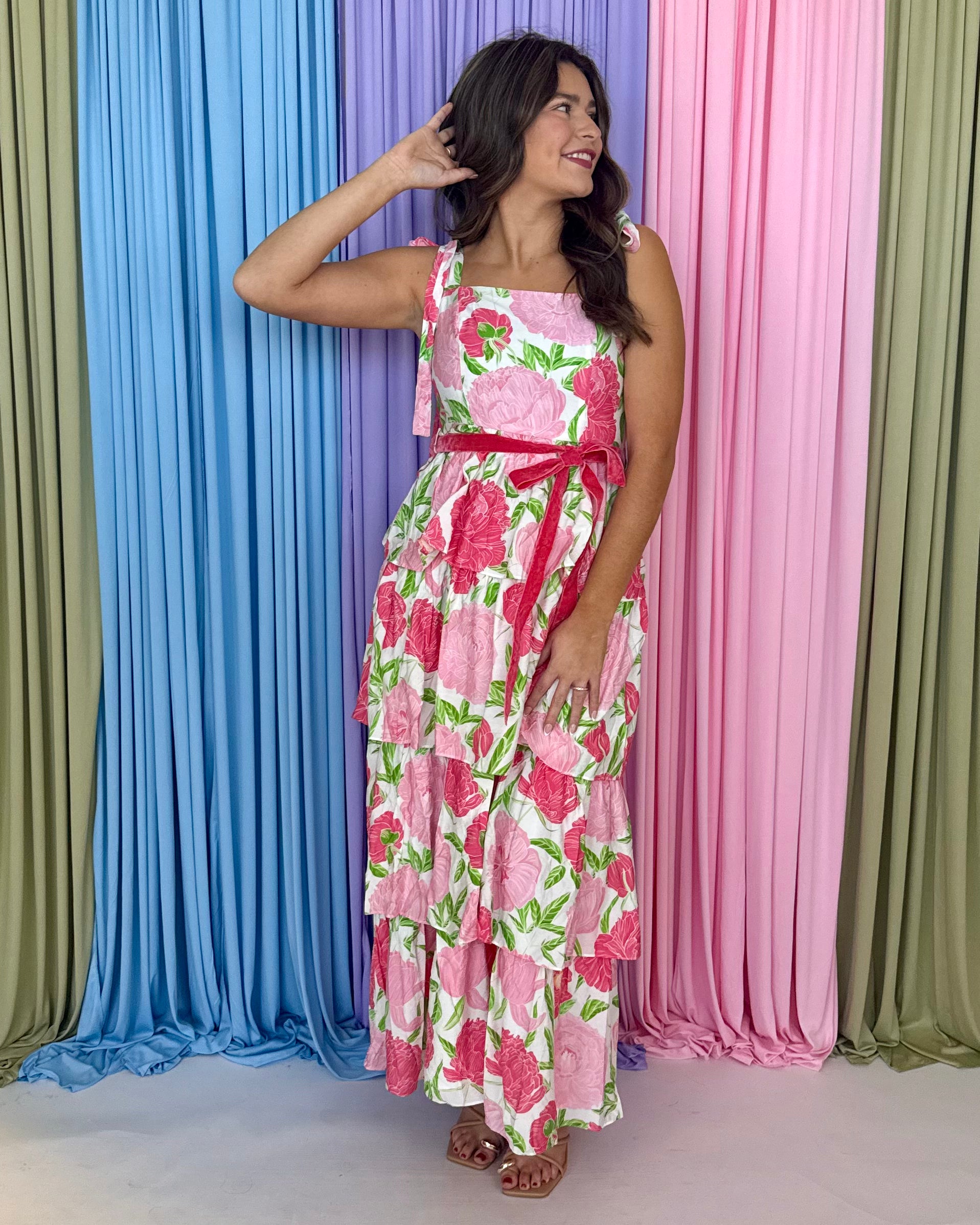Honey Haven Pink Floral Maxi Dress-Shop-Womens-Boutique-Clothing
