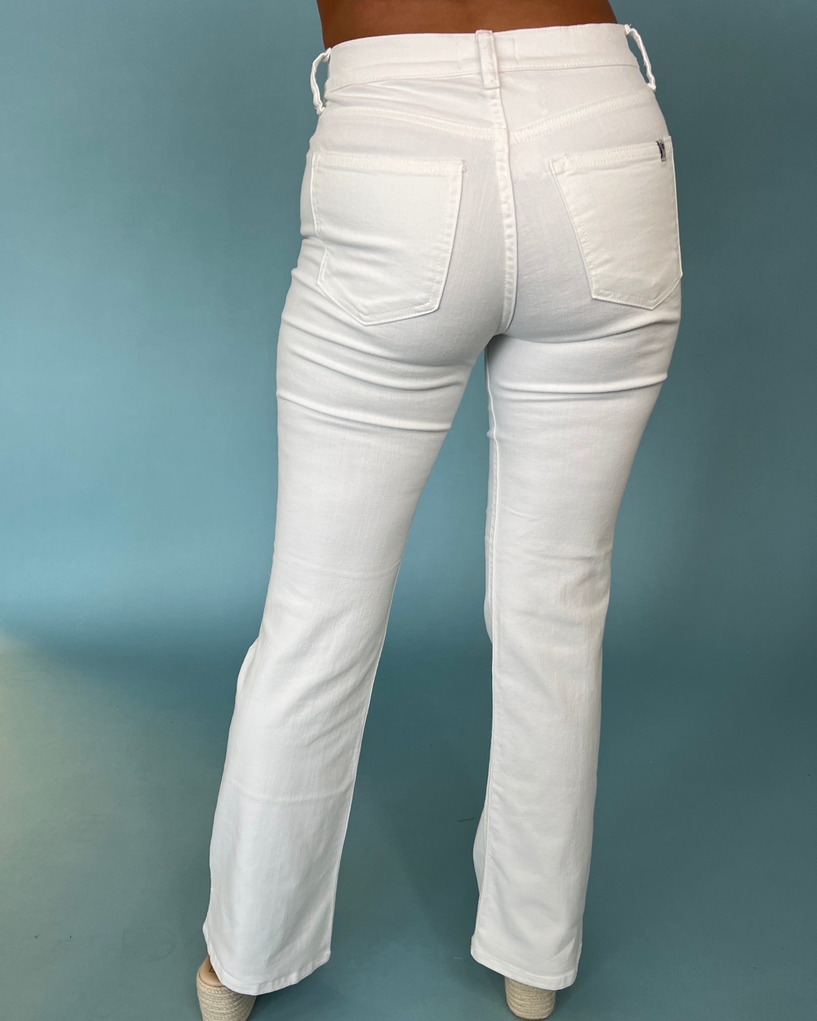 Traveling To You White High Rise Slim Boot Cut Jeans-Shop-Womens-Boutique-Clothing