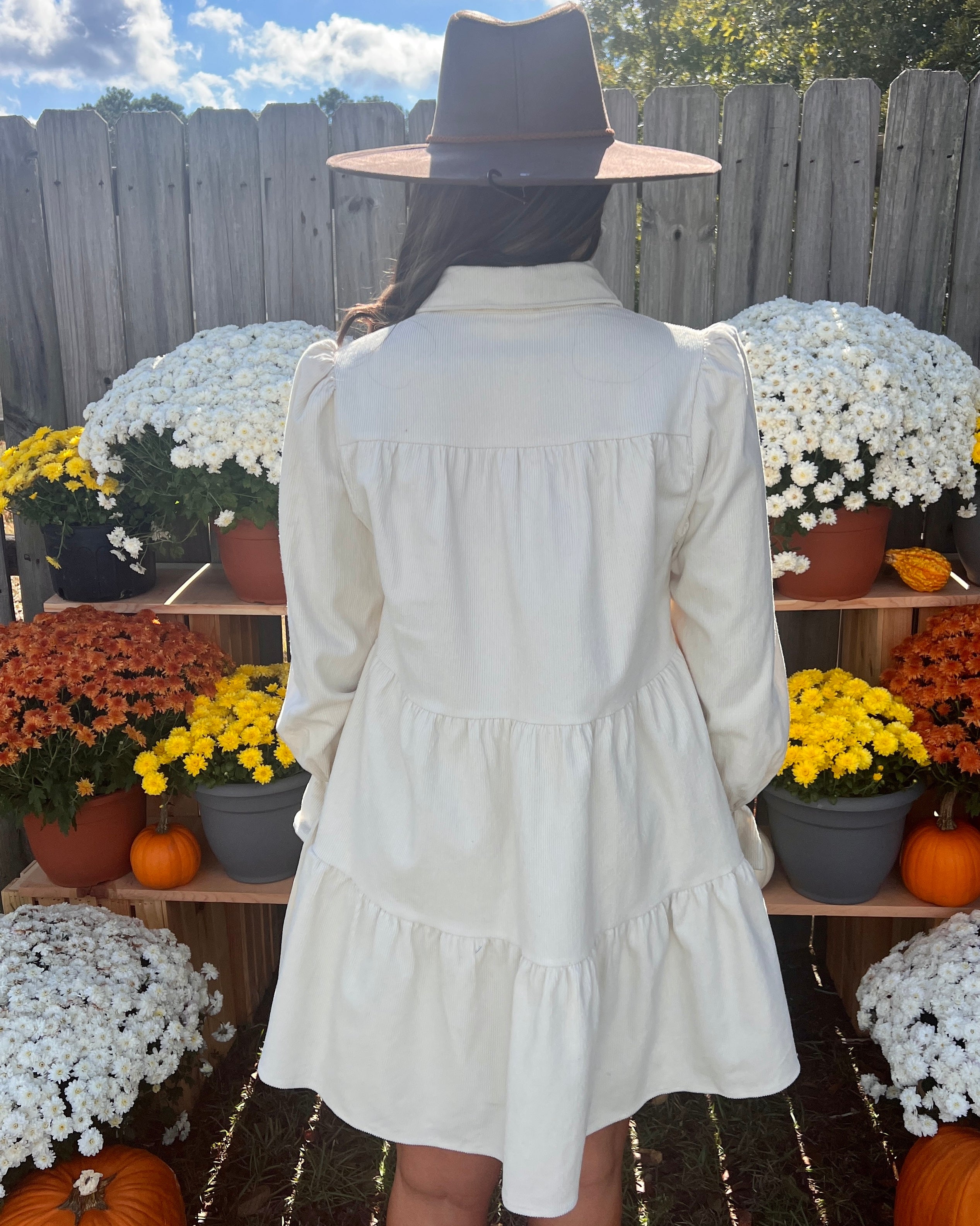 Nothing Better Sand Corduroy Star Sequins Dress-Shop-Womens-Boutique-Clothing