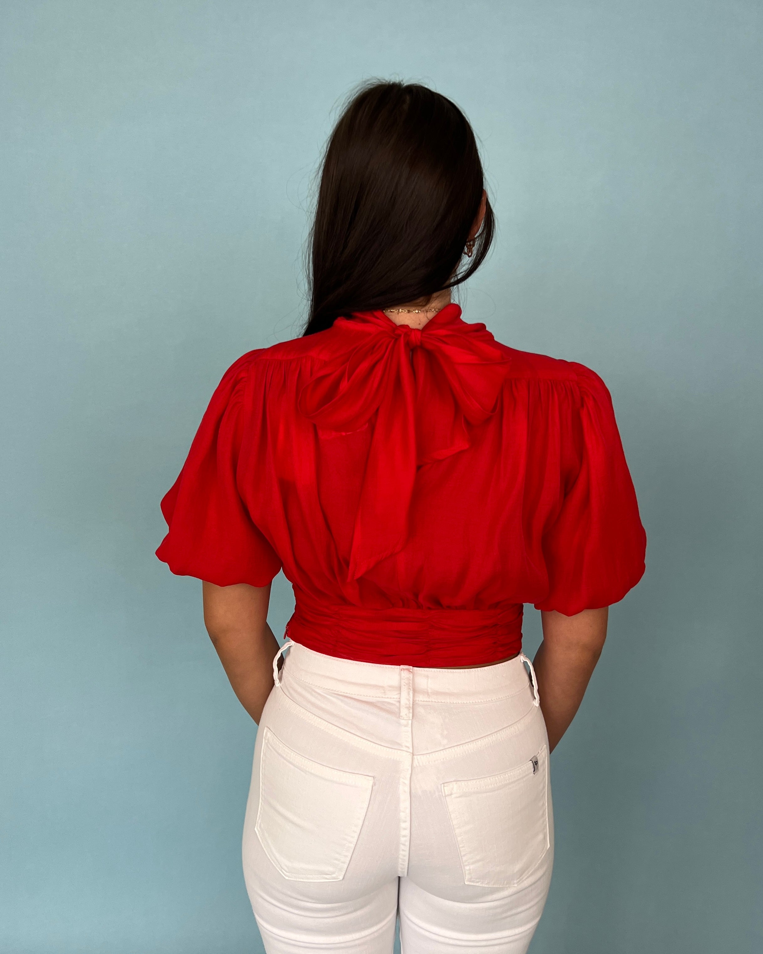 Diamond Girl Red High Neck Crop Top-Shop-Womens-Boutique-Clothing