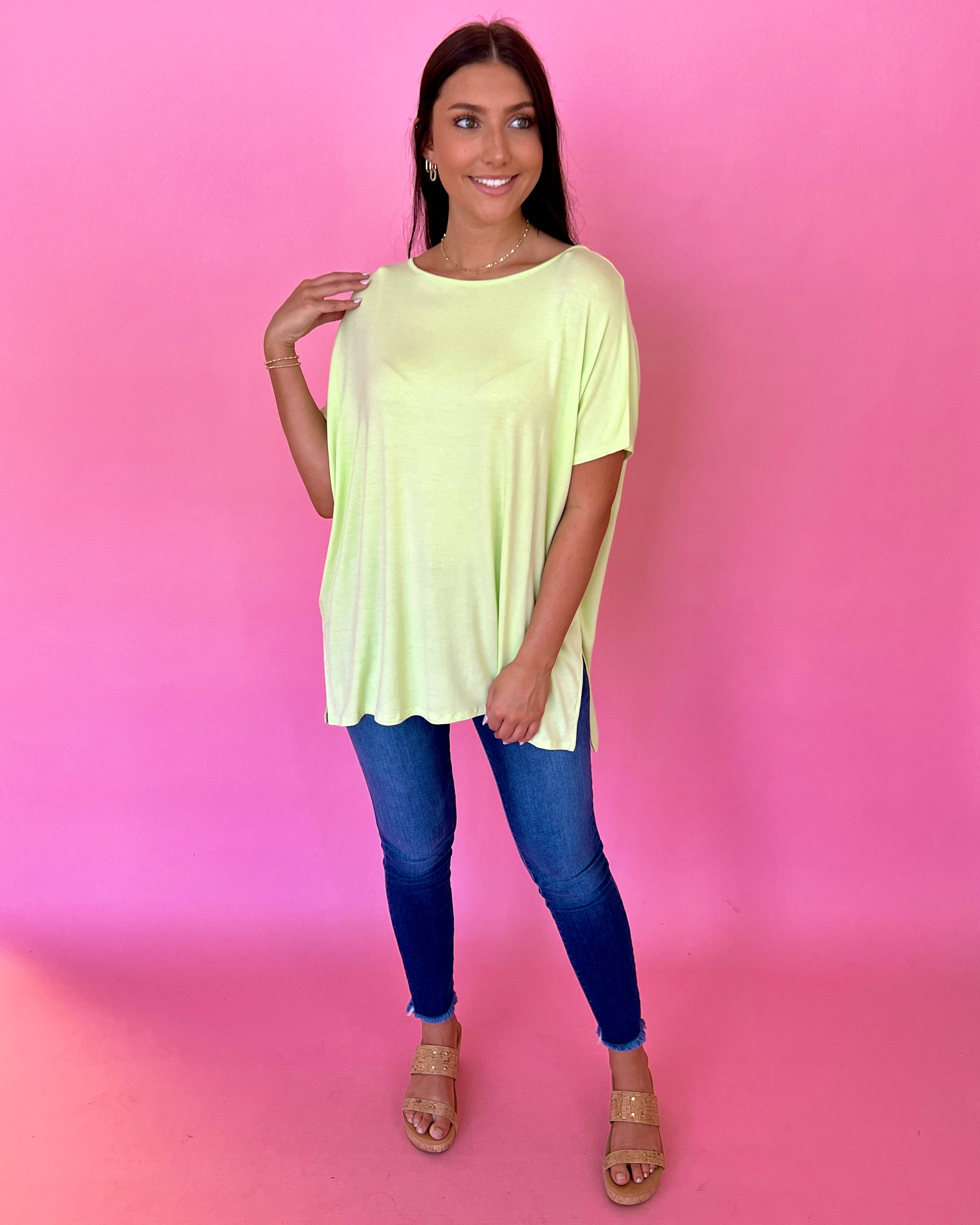 Anything But Basic Apple Green Top-Shop-Womens-Boutique-Clothing