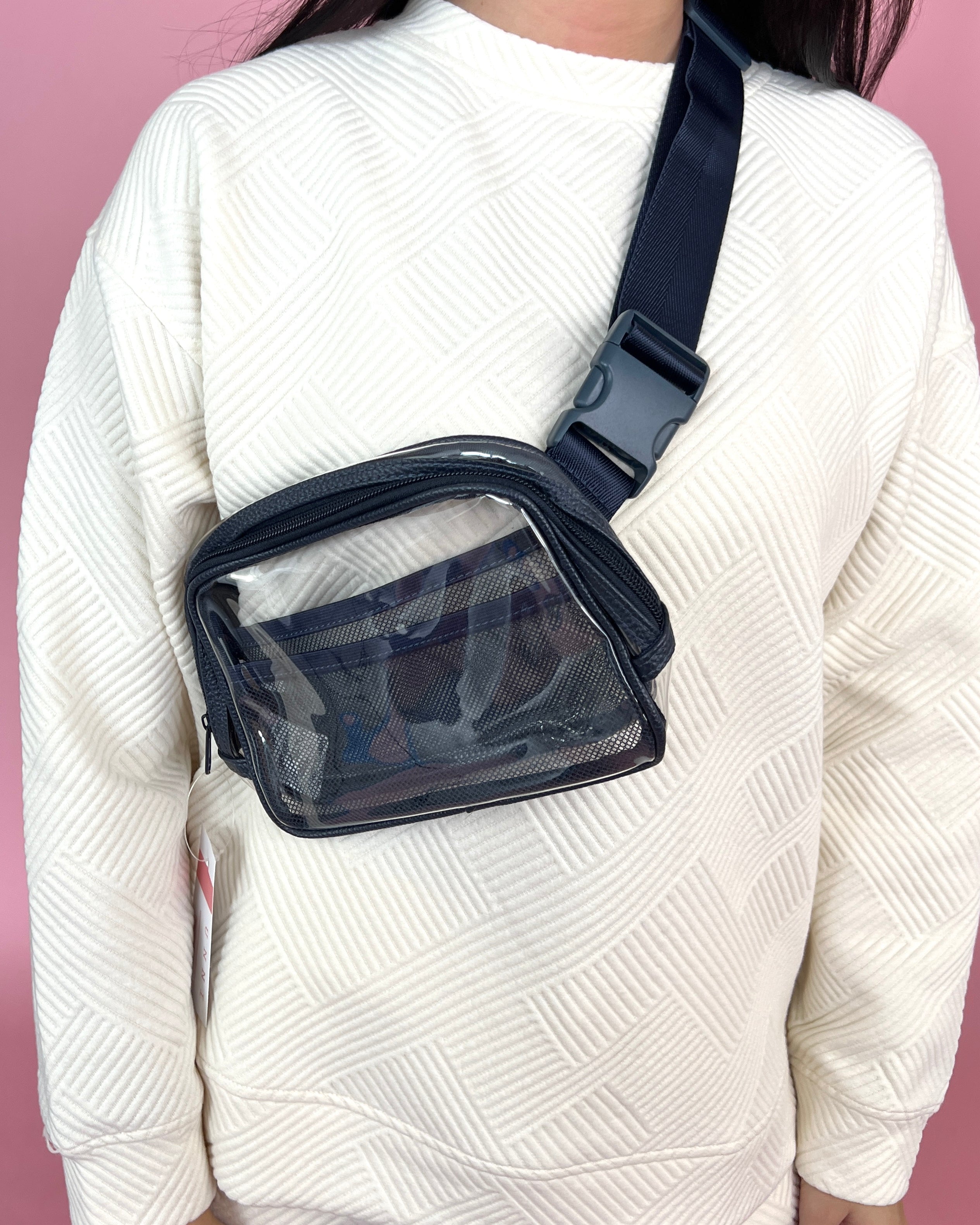Supporting You Navy Clear Belt Bag-Shop-Womens-Boutique-Clothing