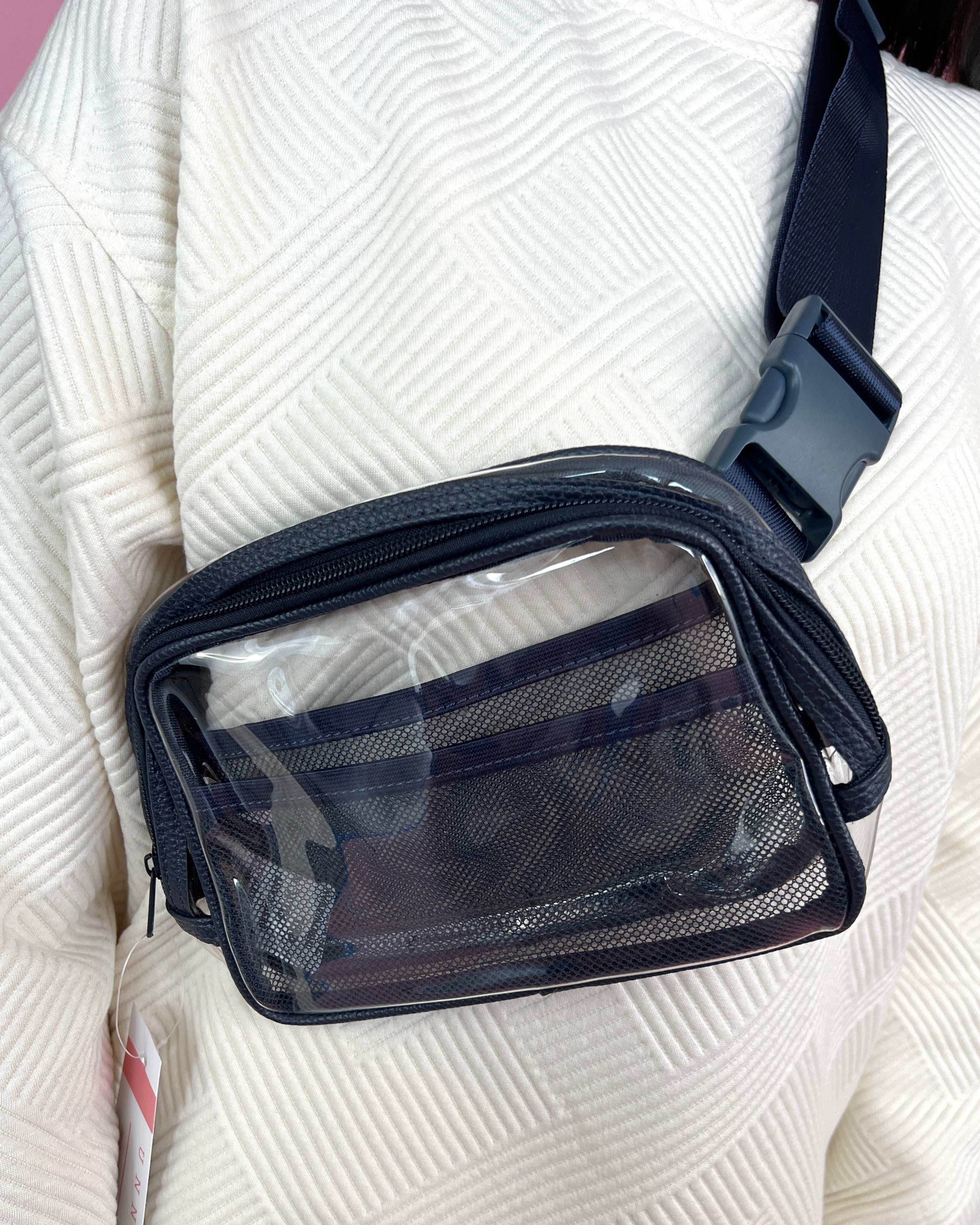 Supporting You Navy Clear Belt Bag-Shop-Womens-Boutique-Clothing