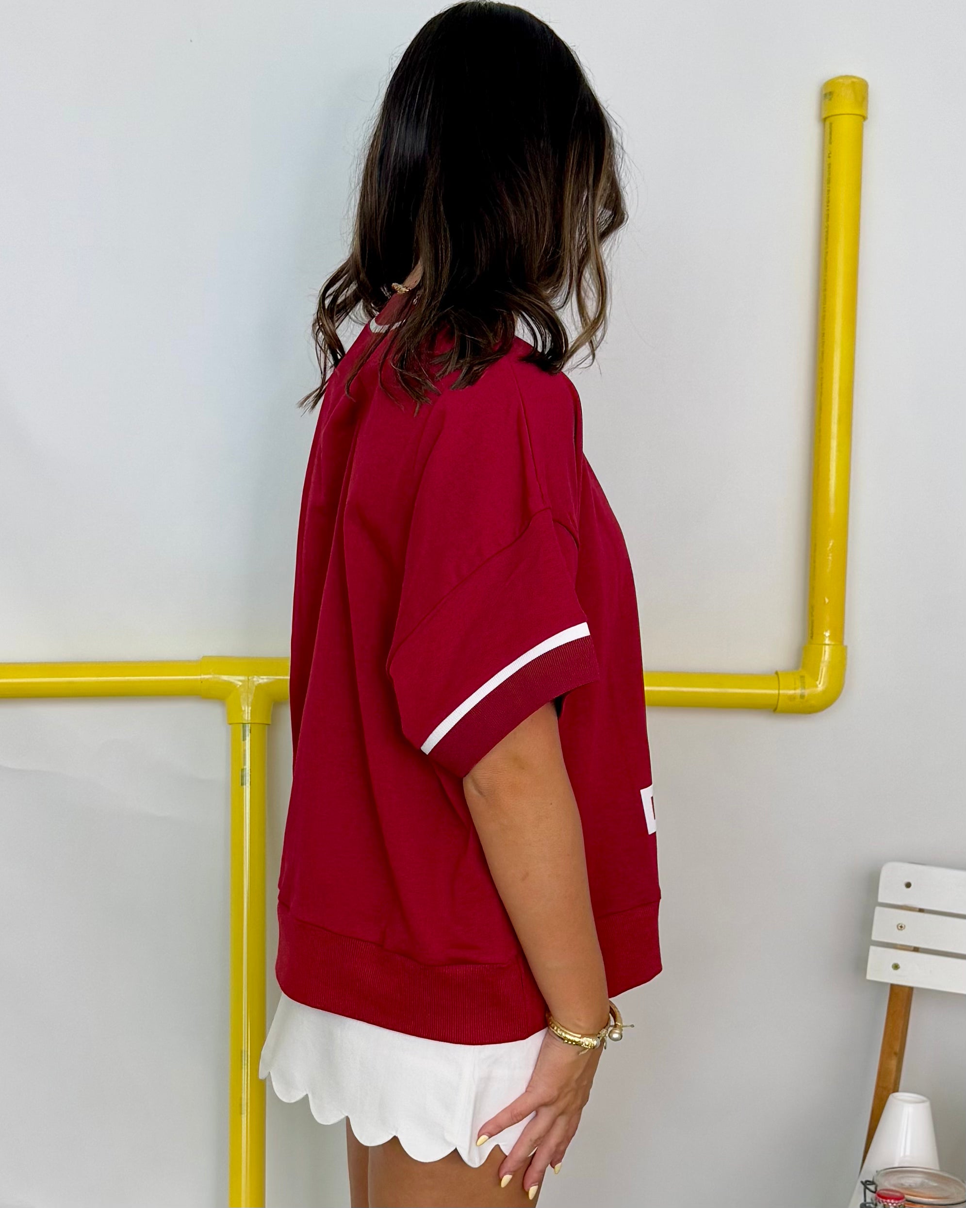 Last Minute Dk Red Alabama Oversized Top-Shop-Womens-Boutique-Clothing