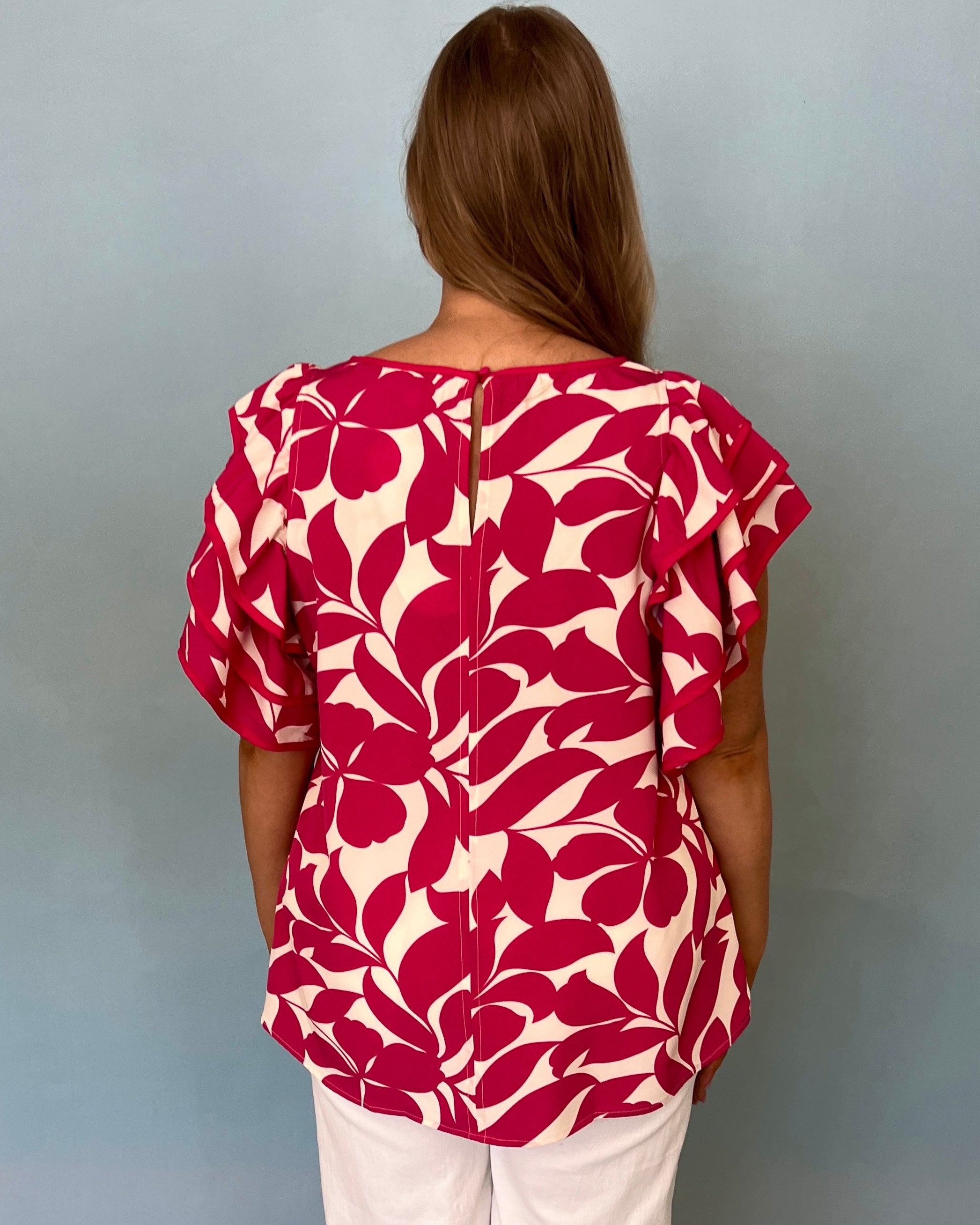Wishing Away Magenta Plus Floral Top-Shop-Womens-Boutique-Clothing