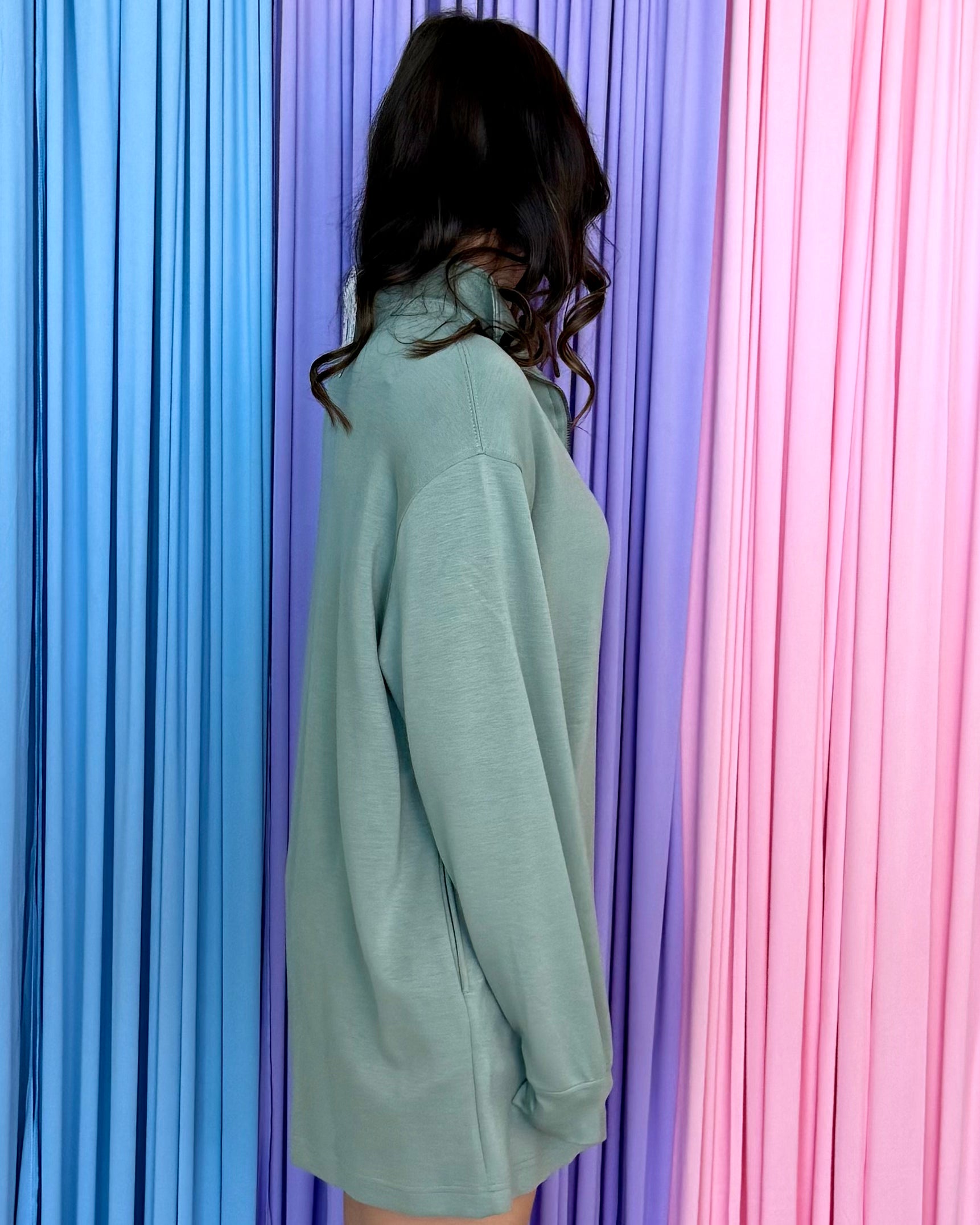 More Feelings Sage Green Zip Up Dress-Shop-Womens-Boutique-Clothing