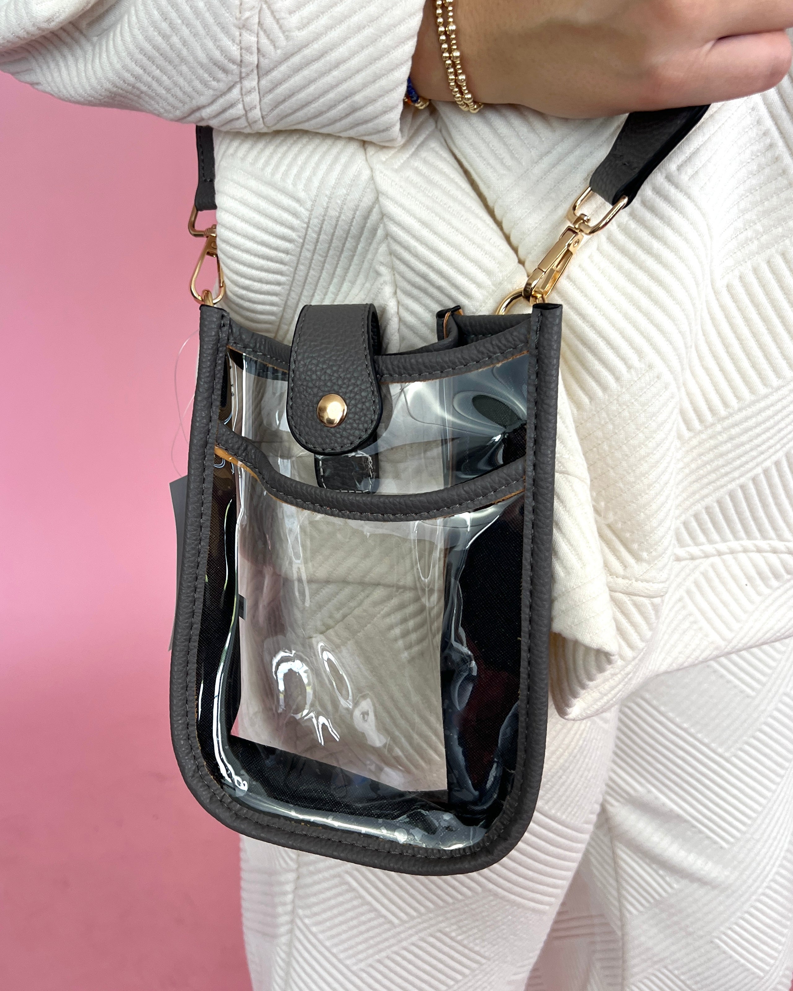 So Chic Grey Clear Crossbody Bag-Regular-Shop-Womens-Boutique-Clothing