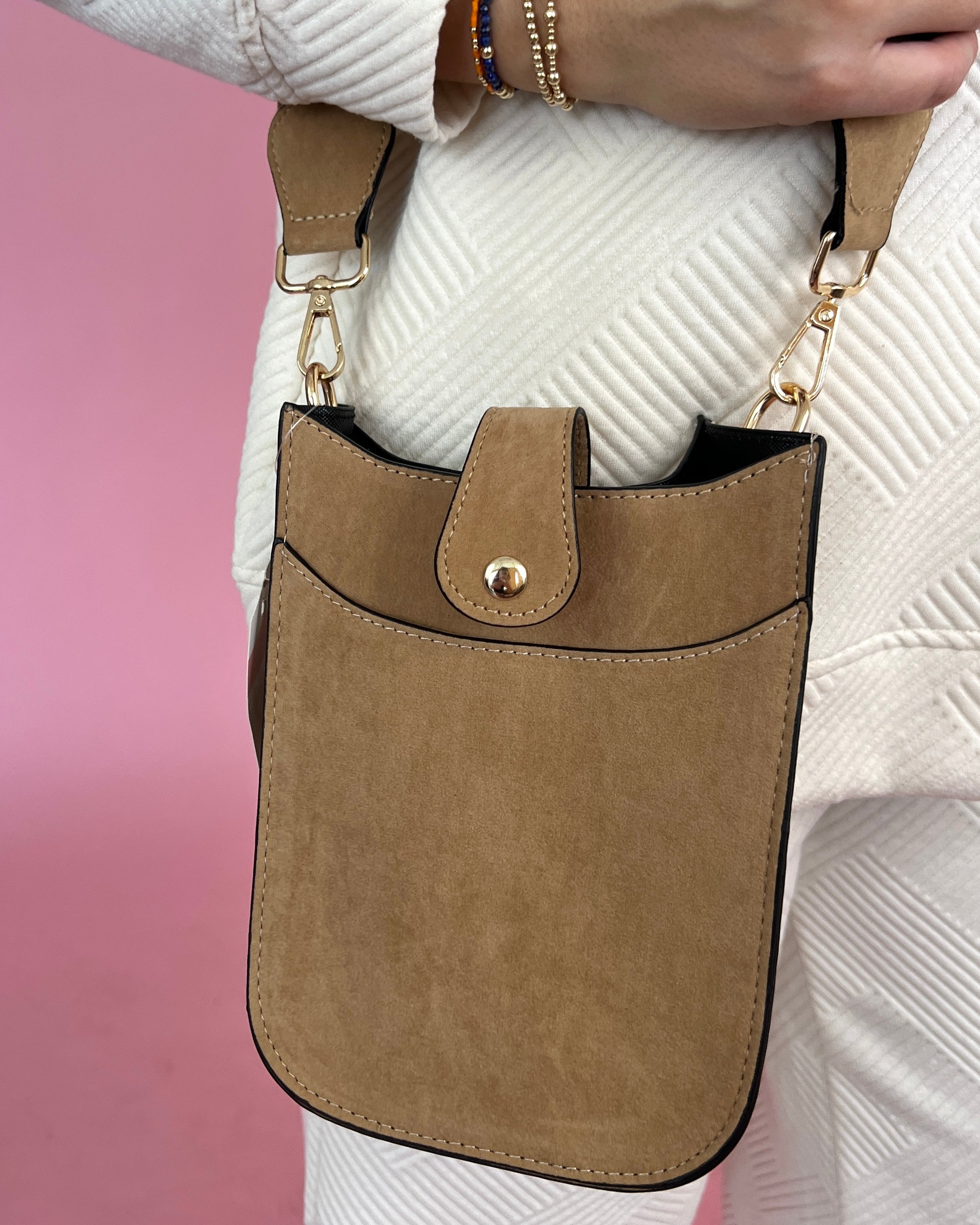 One Way Tan Suede Envelope Handbag-Regular-Shop-Womens-Boutique-Clothing