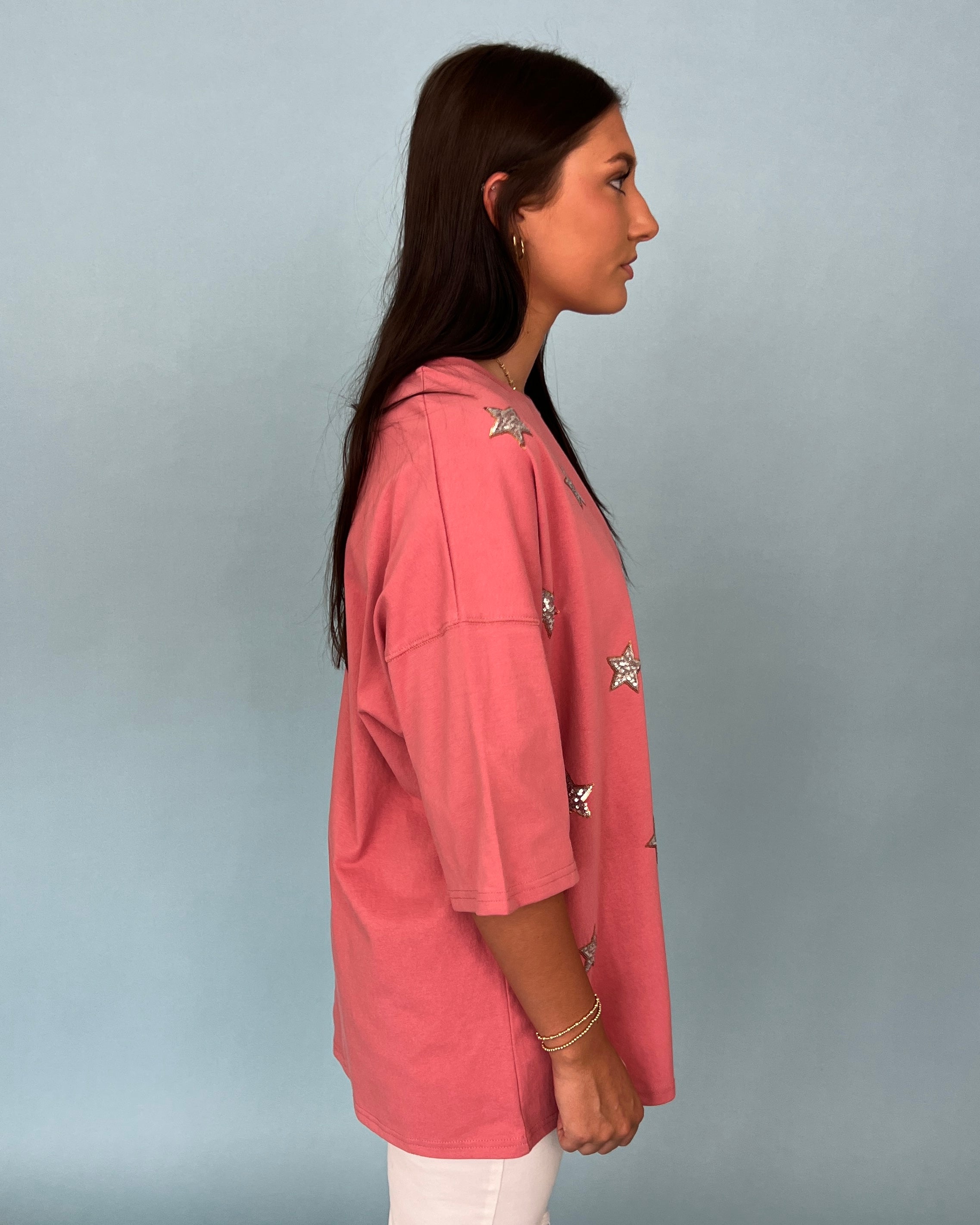 A Good Time Pink Star Sequins Patch Top-Shop-Womens-Boutique-Clothing