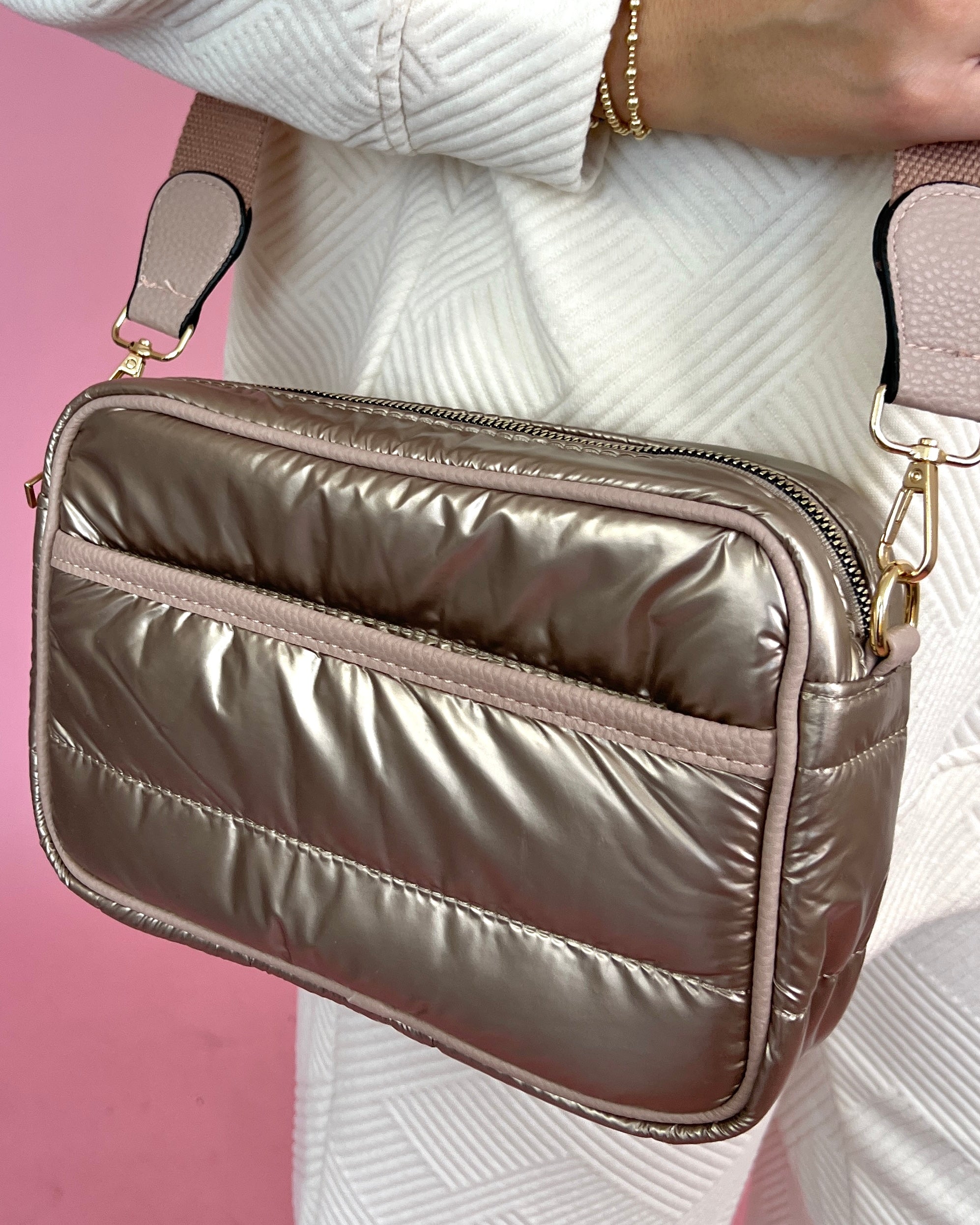Sight Seeing Copper Puffer Crossbody Bag-Shop-Womens-Boutique-Clothing