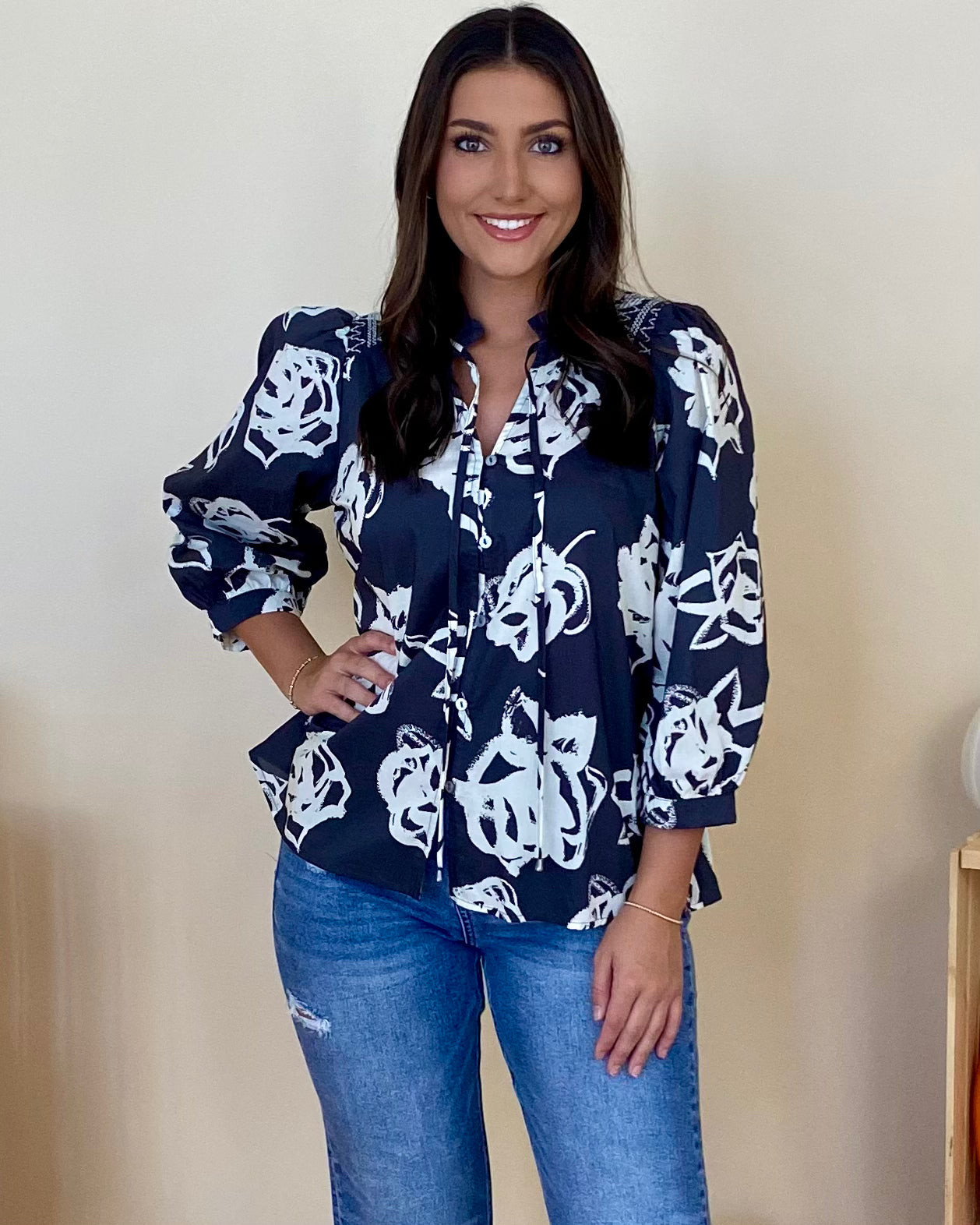 Walk About Charcoal Print Top-Shop-Womens-Boutique-Clothing