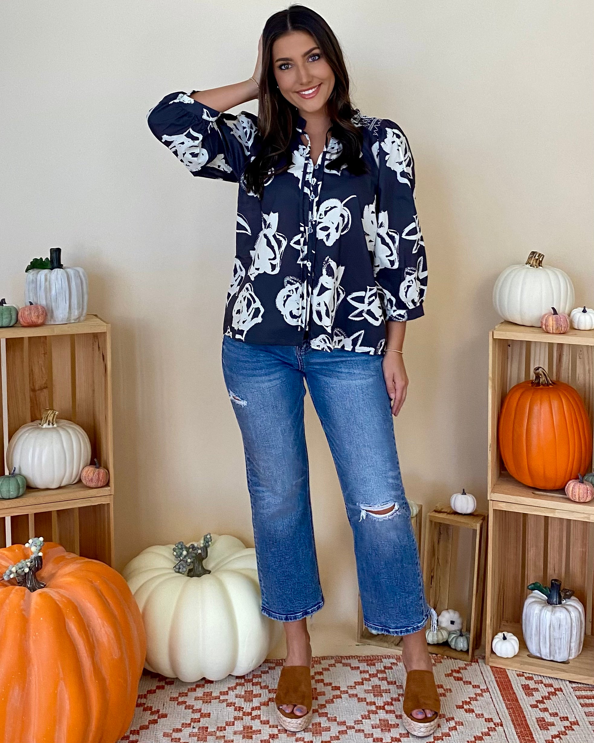 Walk About Charcoal Print Top-Shop-Womens-Boutique-Clothing