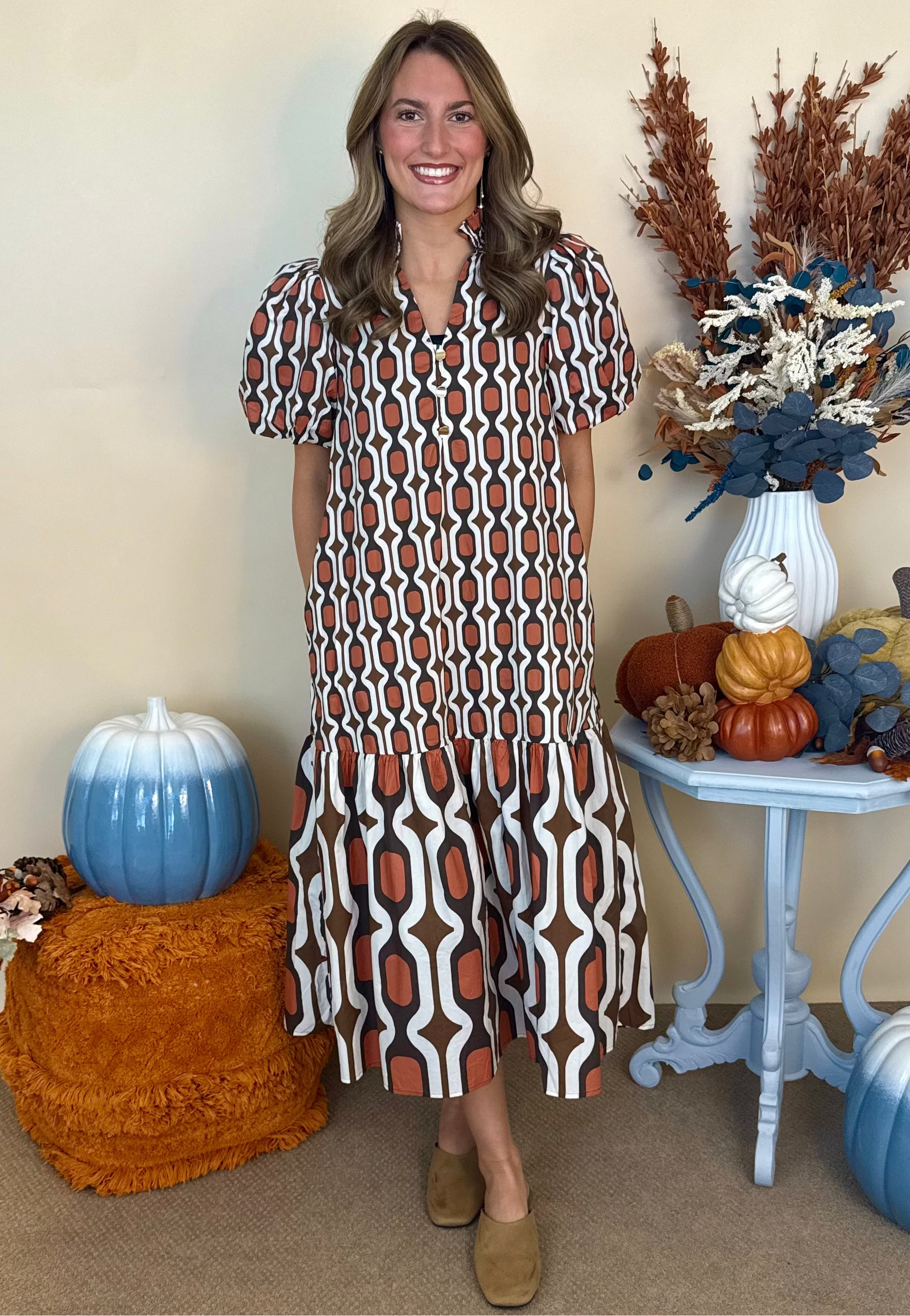 Dream a Little Brown and Rust Geometric Dress-Shop-Womens-Boutique-Clothing