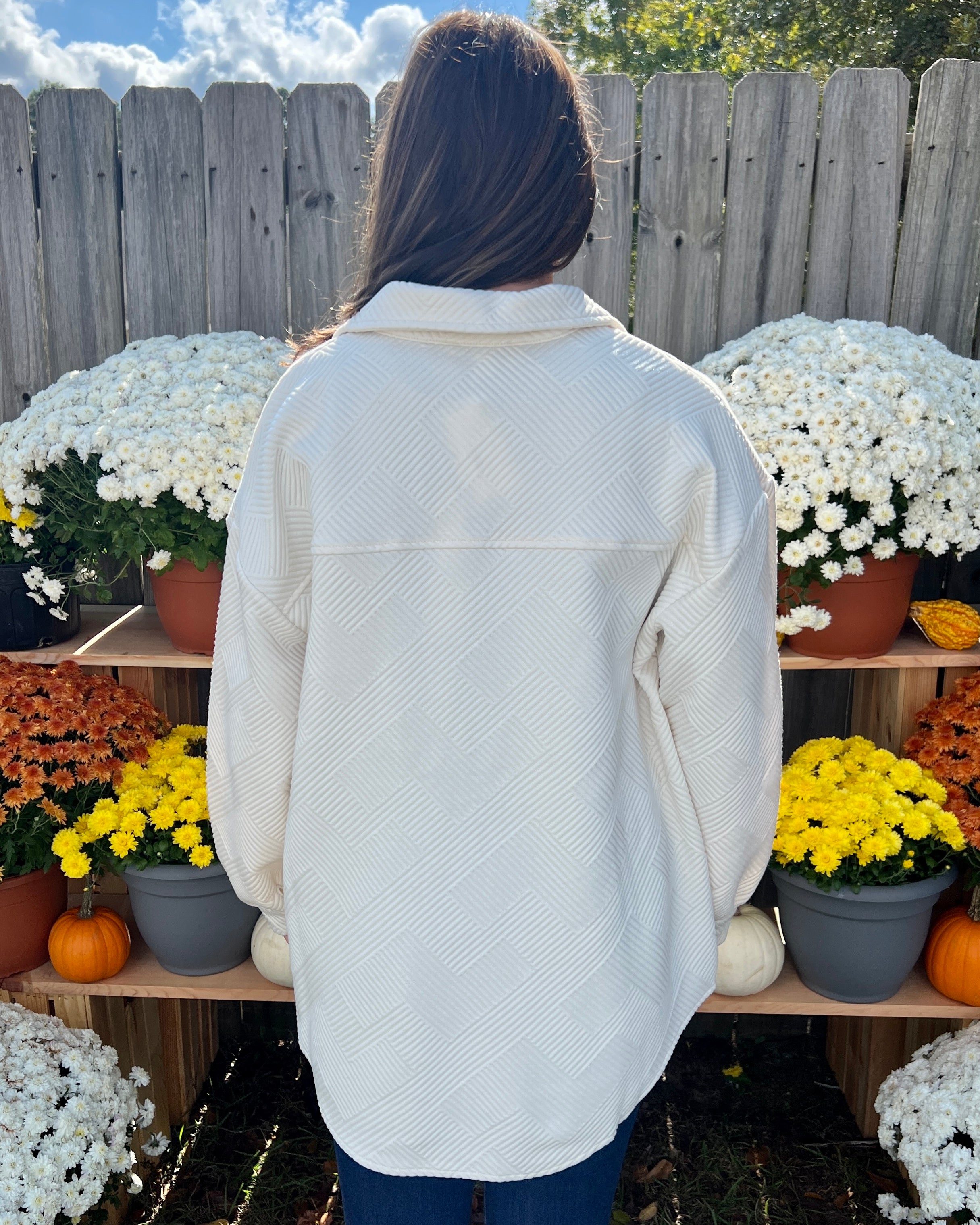 Stay Near Ecru Textured Shirt Jacket-Shop-Womens-Boutique-Clothing