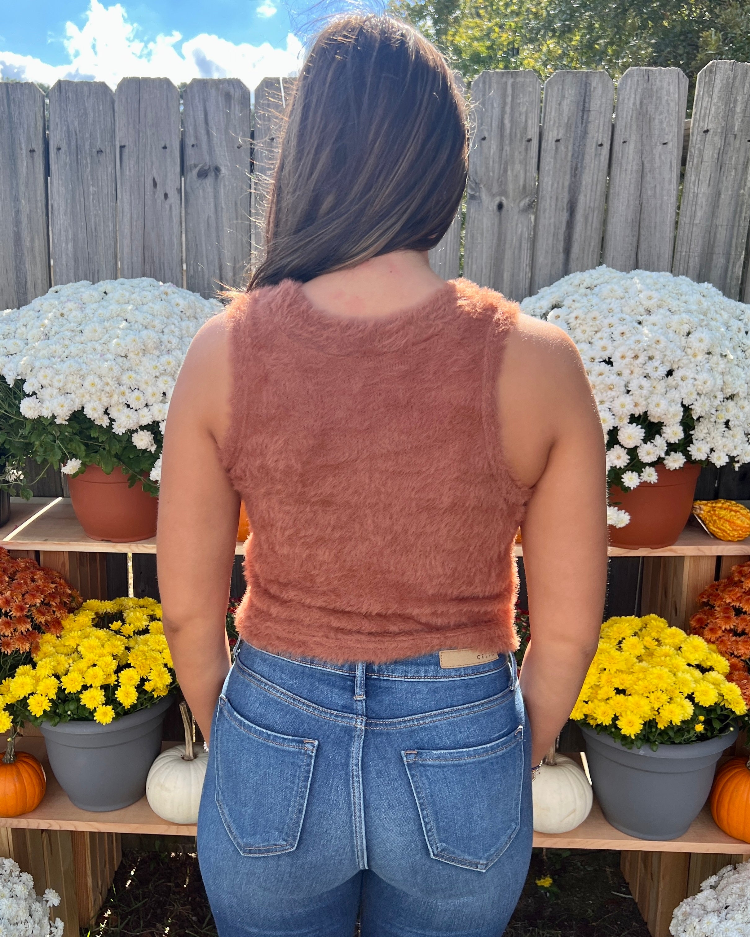 Sights To See Brown Faux Fur Sleeveless Tank Top-Shop-Womens-Boutique-Clothing